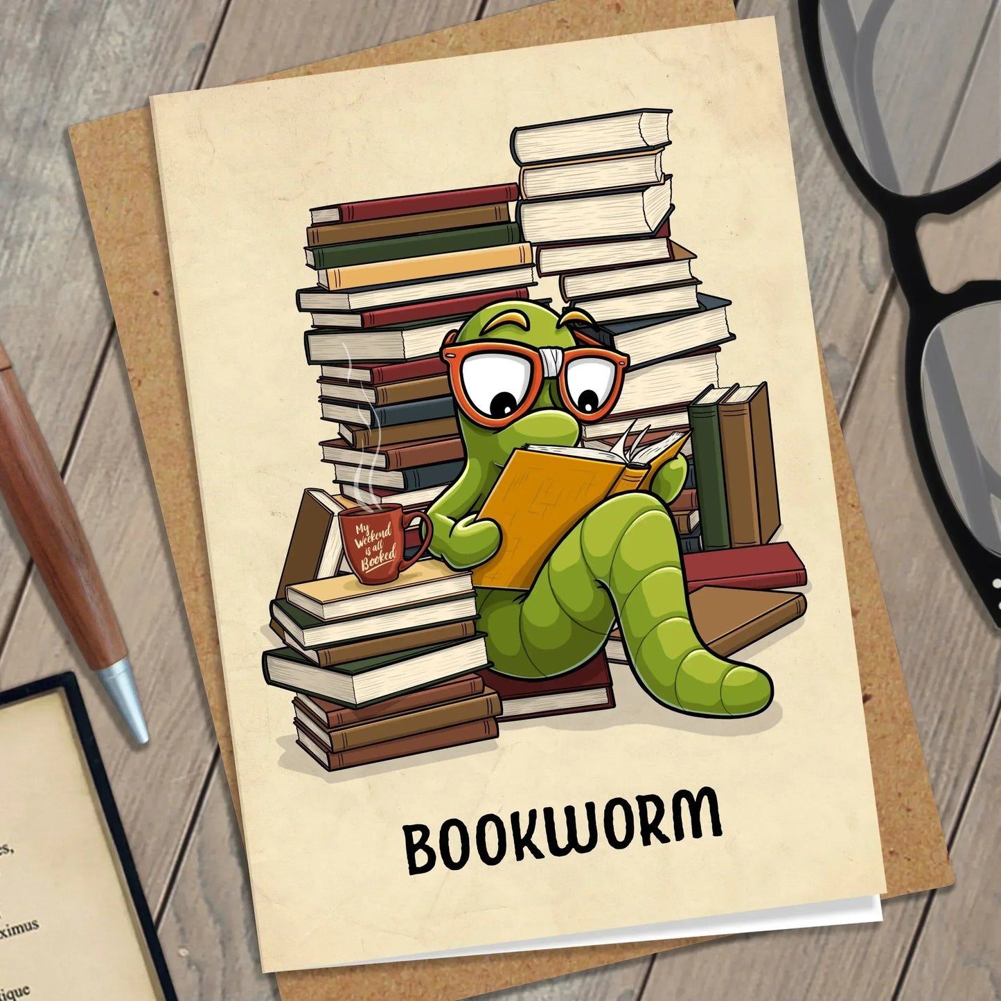 Bookworm Greeting Card - Nick Fasnacht Illustration & Design