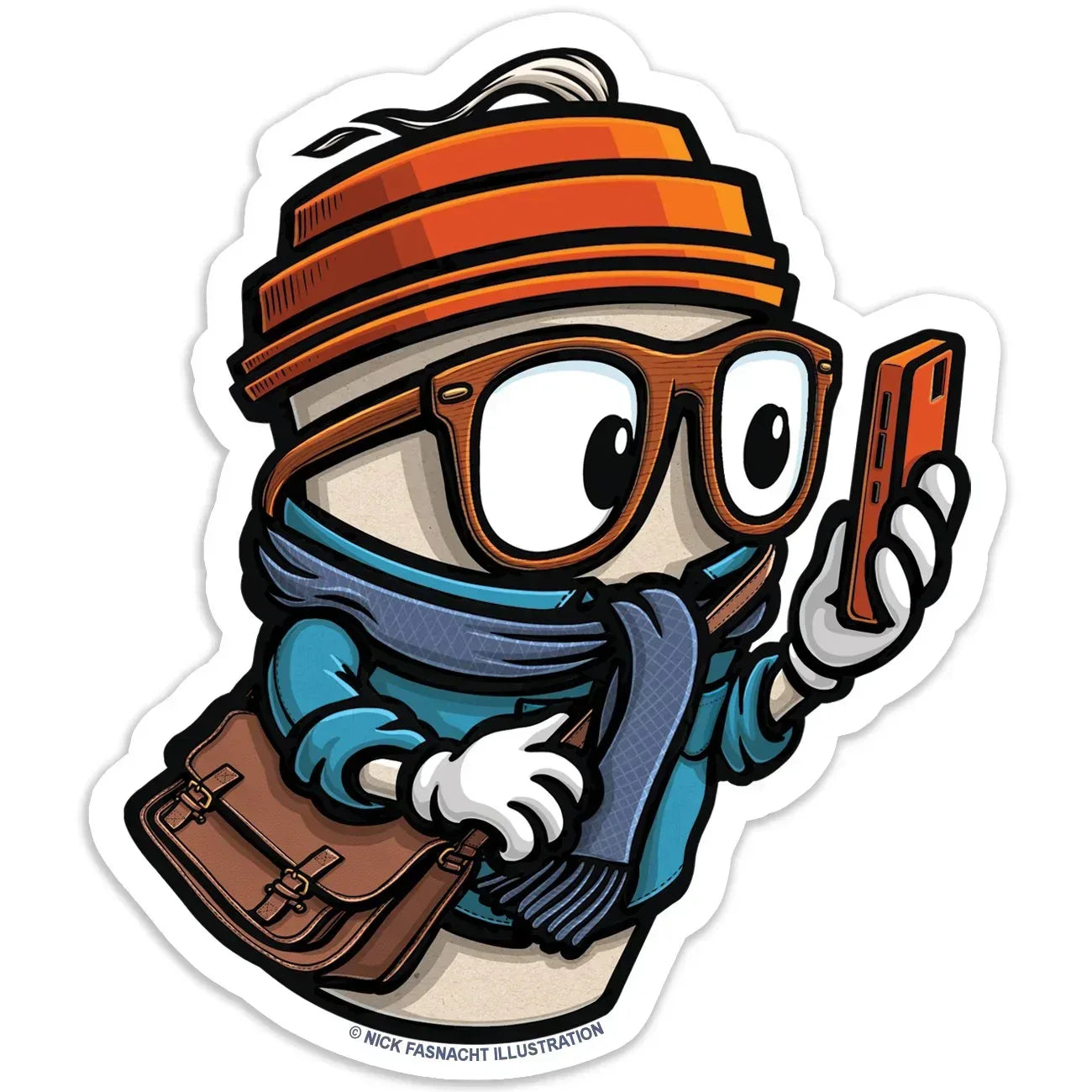 Coffee Cup Die Cut Vinyl Sticker - Nick Fasnacht Illustration & Design