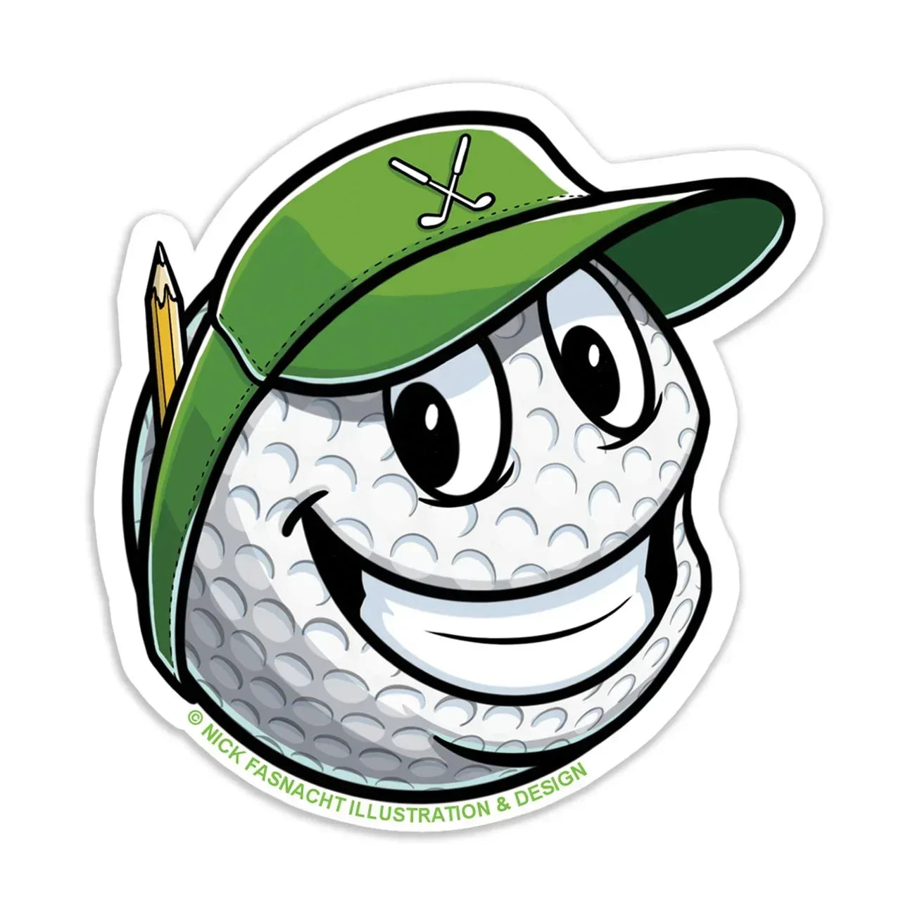 Golf Die Cut Vinyl Sticker - Nick Fasnacht Illustration & Design