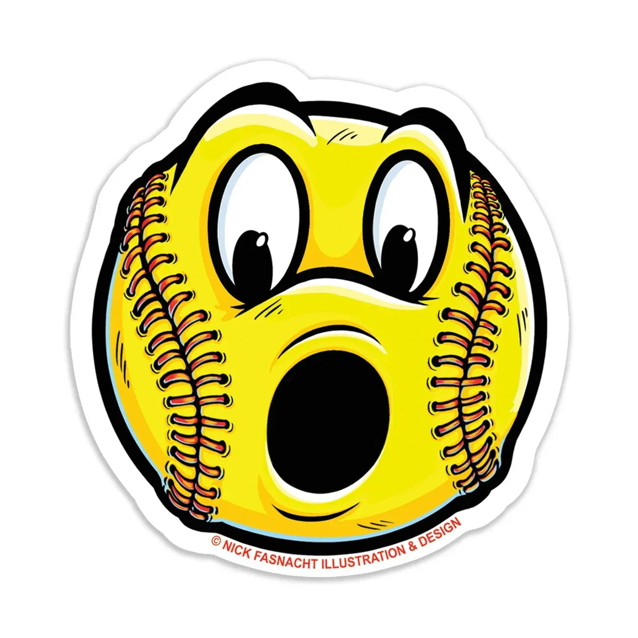 Softball Die Cut Vinyl Sticker - Nick Fasnacht Illustration & Design