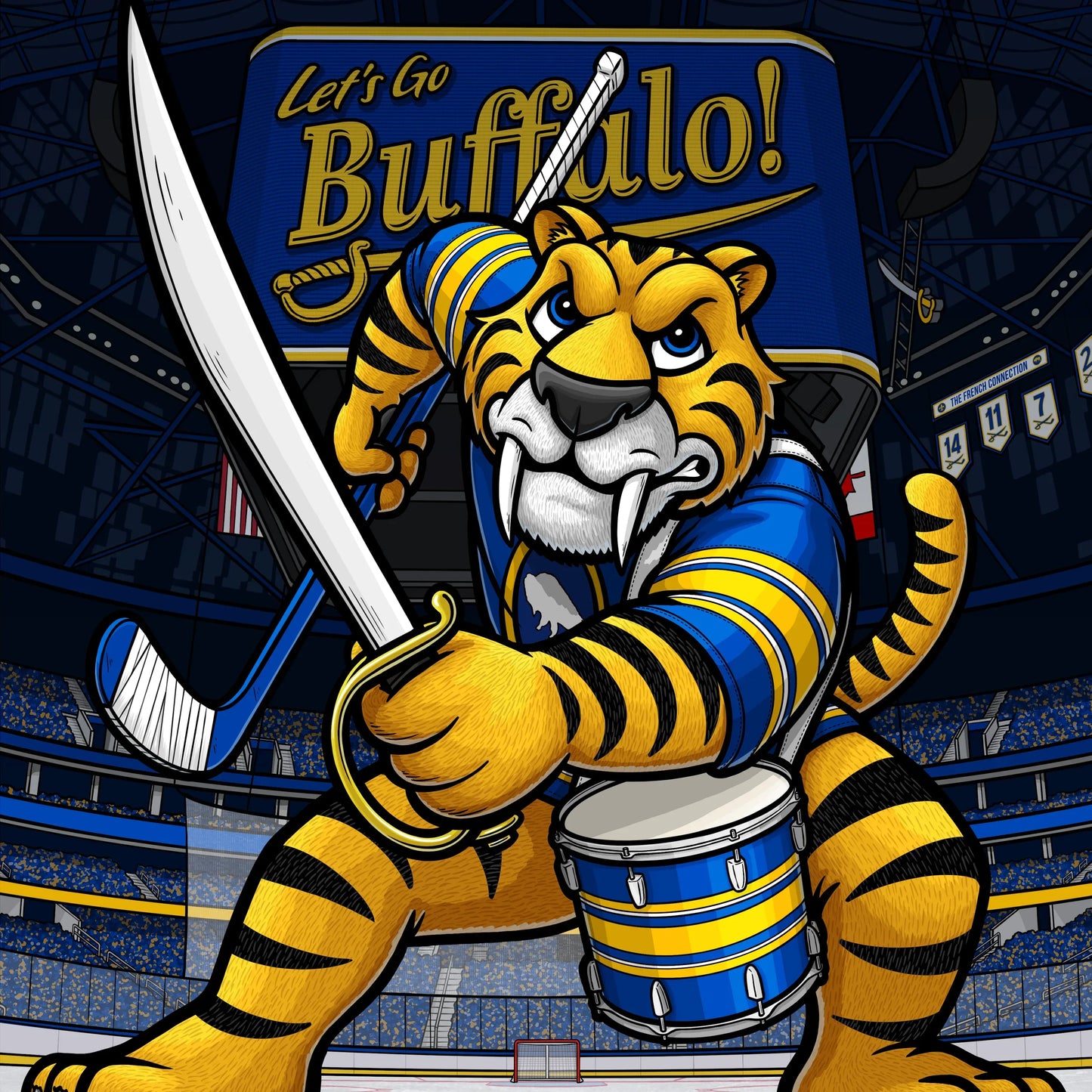 "Let's Go Buffalo!" Buffalo Hockey Print - Nick Fasnacht Illustration & Design