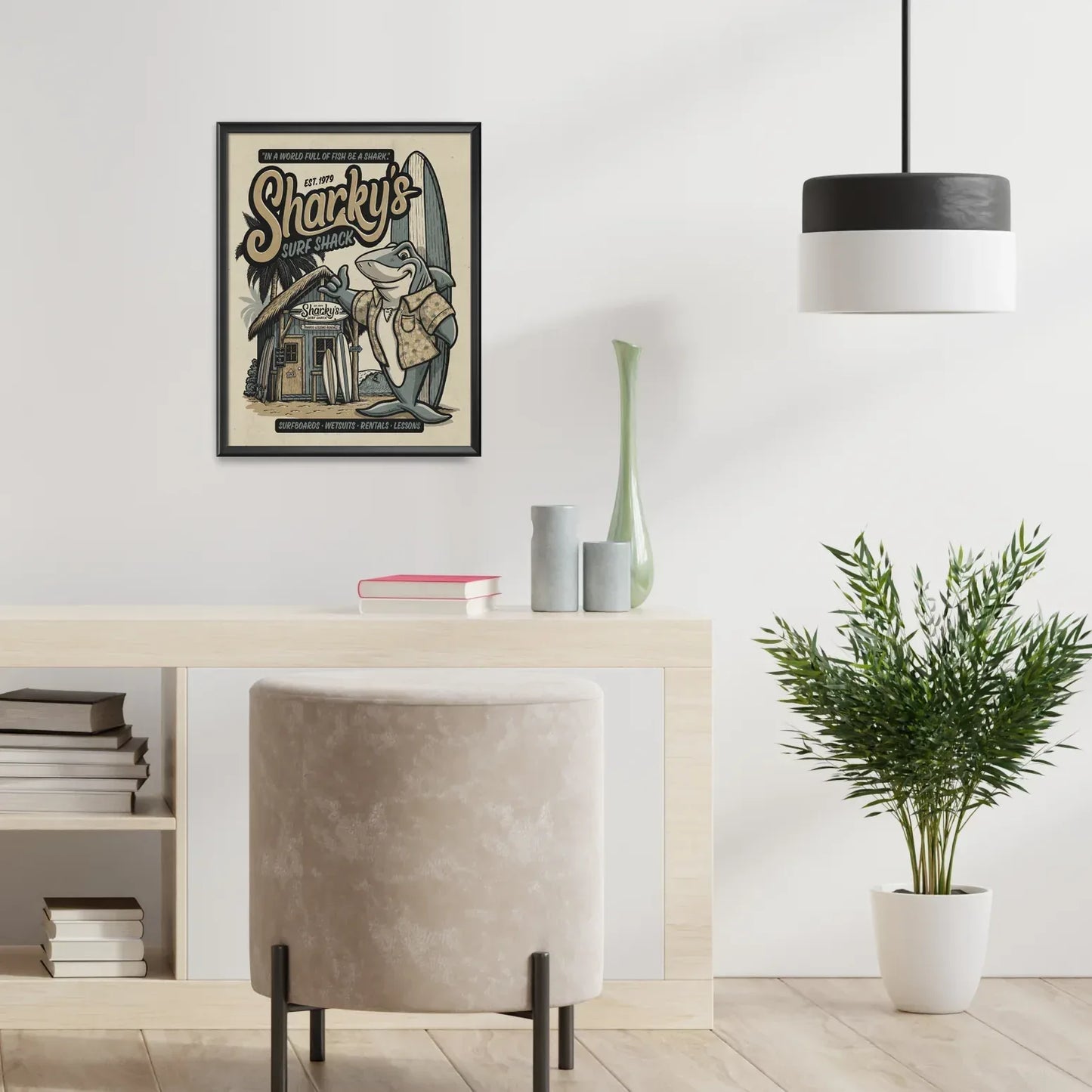 Sharky's Surf Shack Retro Ad Limited Edition Print - Nick Fasnacht Illustration & Design