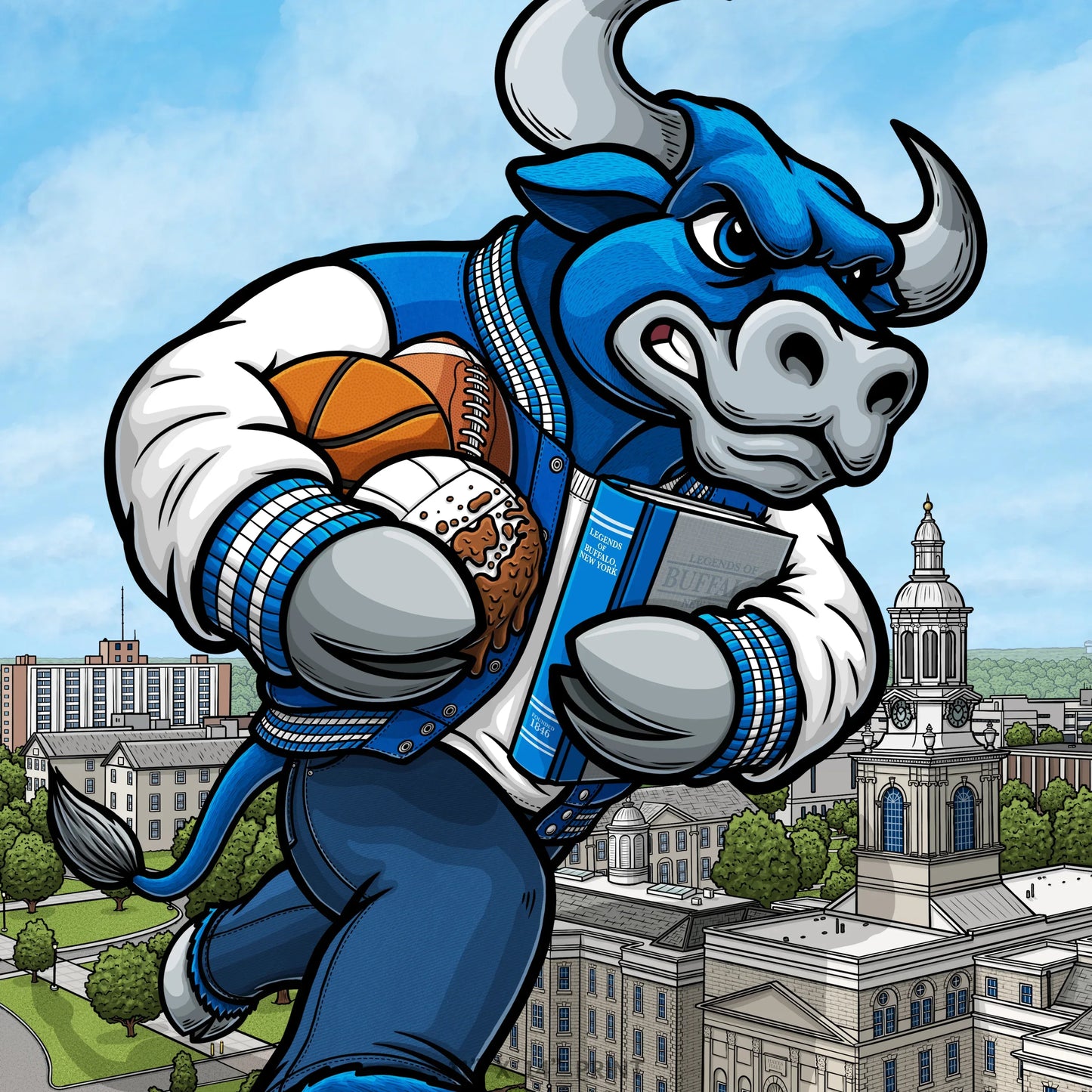 "The Bulls" University at Buffalo Limited Edition Print - Nick Fasnacht Illustration & Design