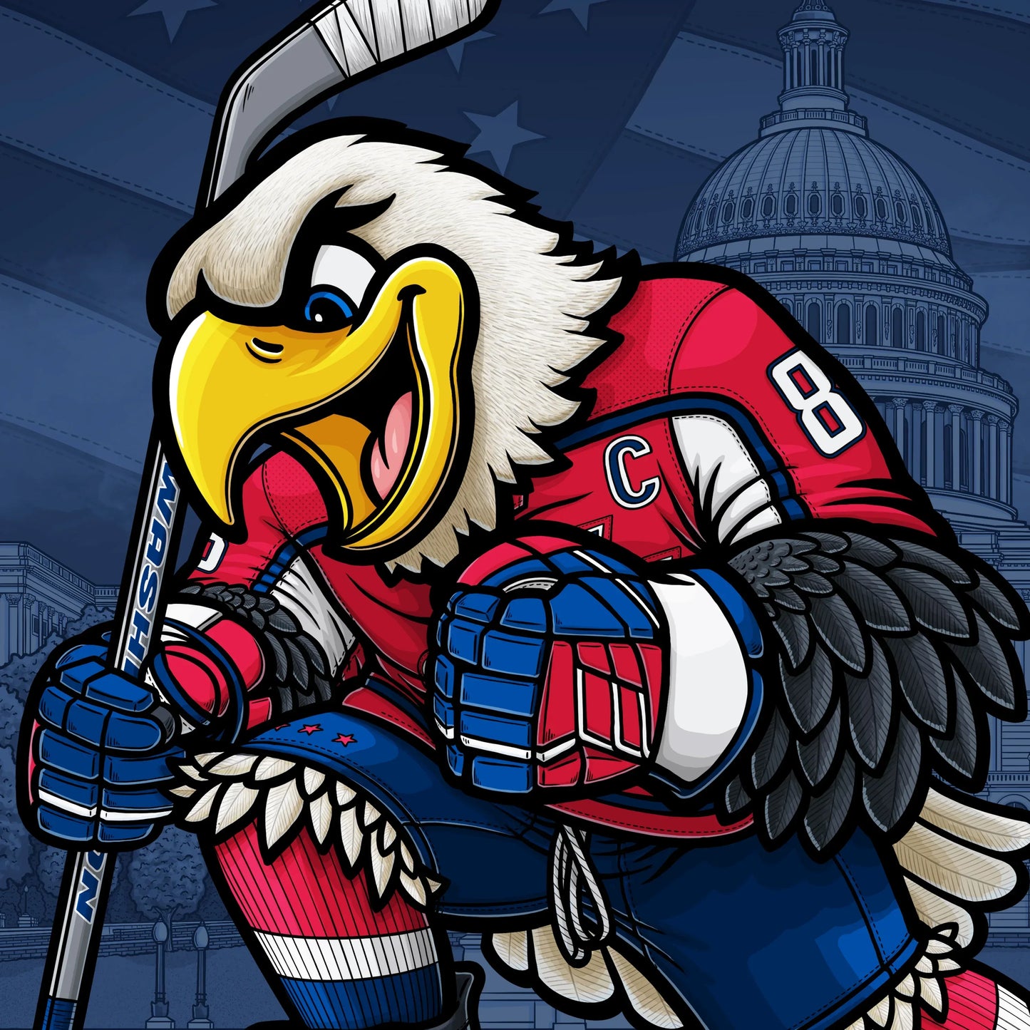 "8" Washington Hockey Print - Nick Fasnacht Illustration & Design