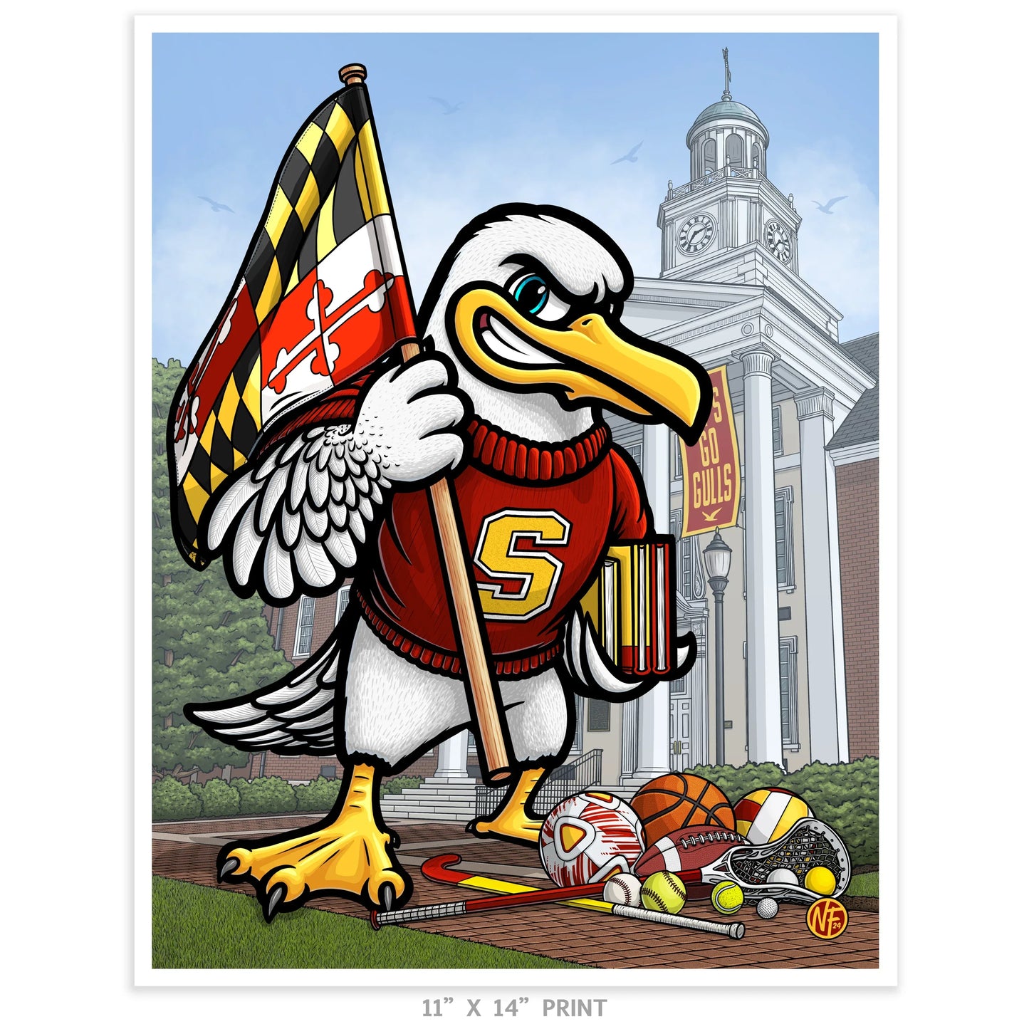 "Go Gulls!" Salisbury University Limited-Edition Print - Nick Fasnacht Illustration & Design
