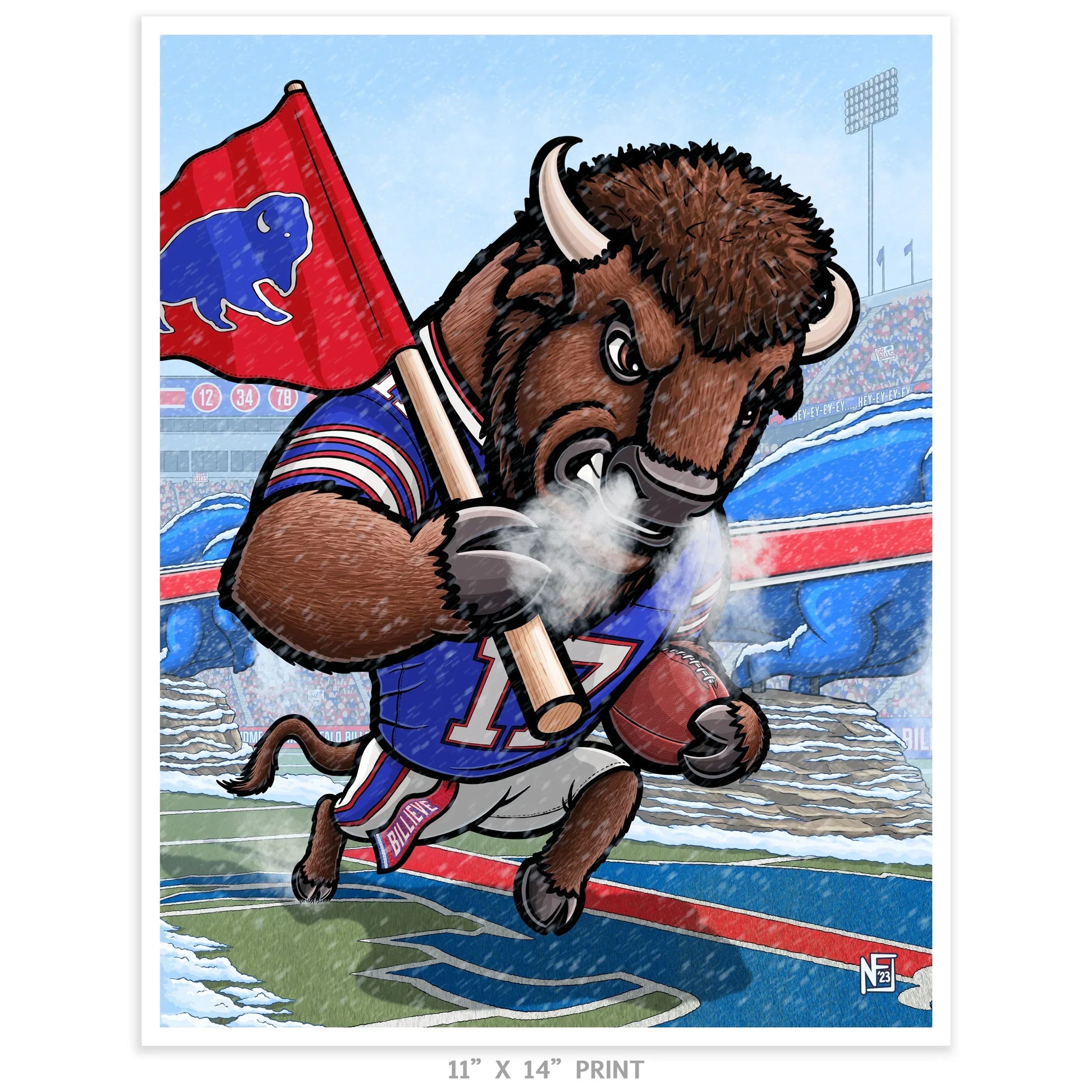 "BILLIEVE" Buffalo Bills Limited Edition Print - Nick Fasnacht Illustration & Design