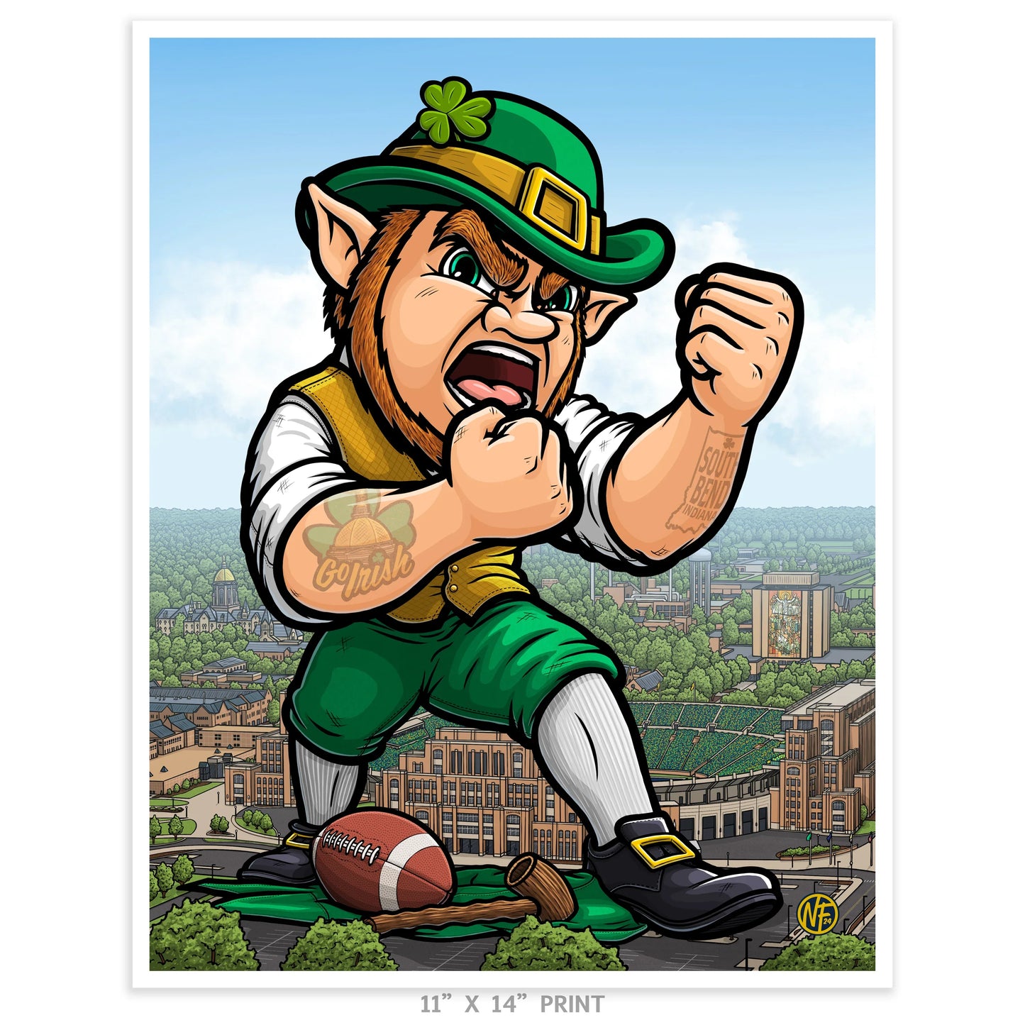 "Go Irish!" University of Notre Dame Limited Edition Print - Nick Fasnacht Illustration & Design