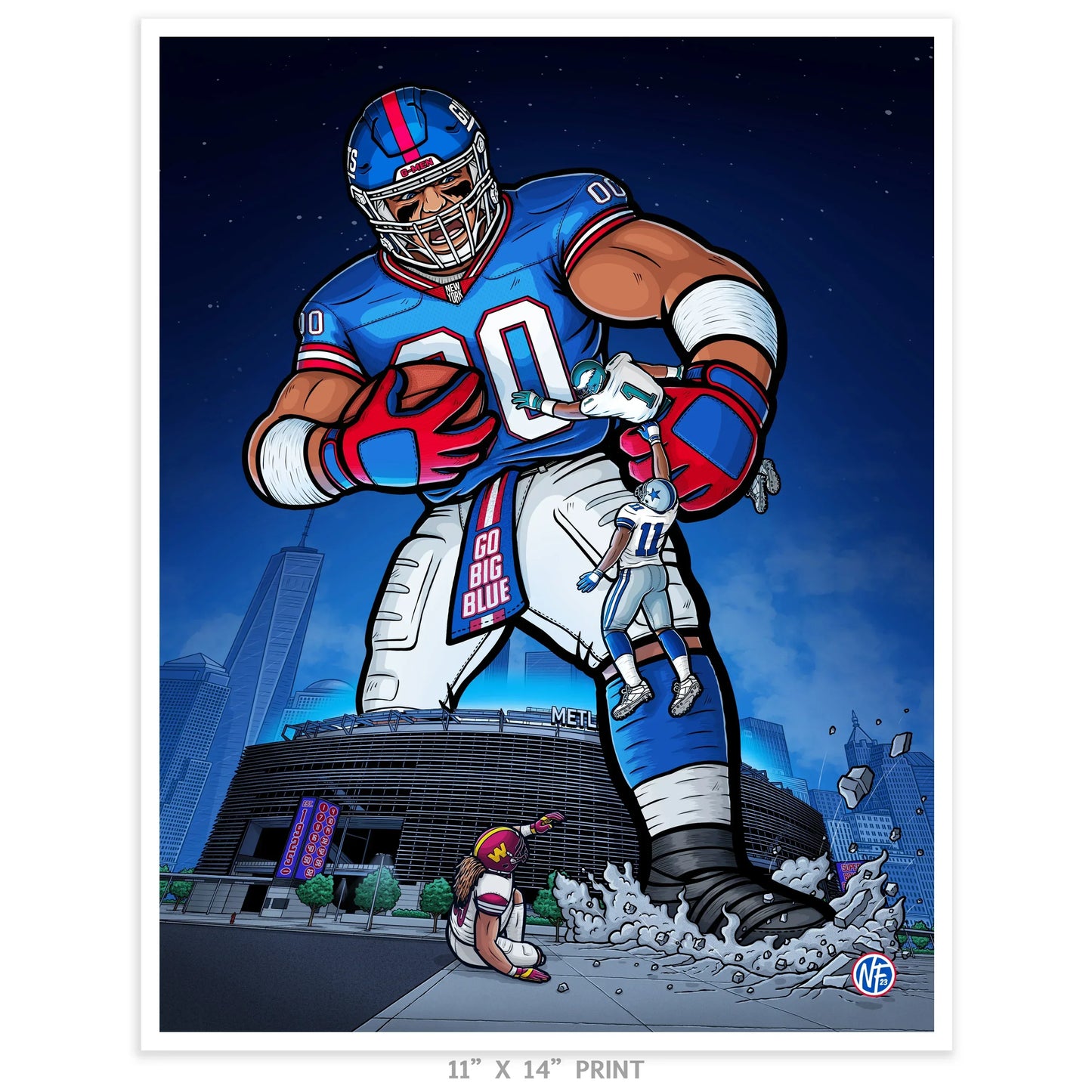 "Big Blue" New York Giants Football Limited Edition Print - Nick Fasnacht Illustration & Design