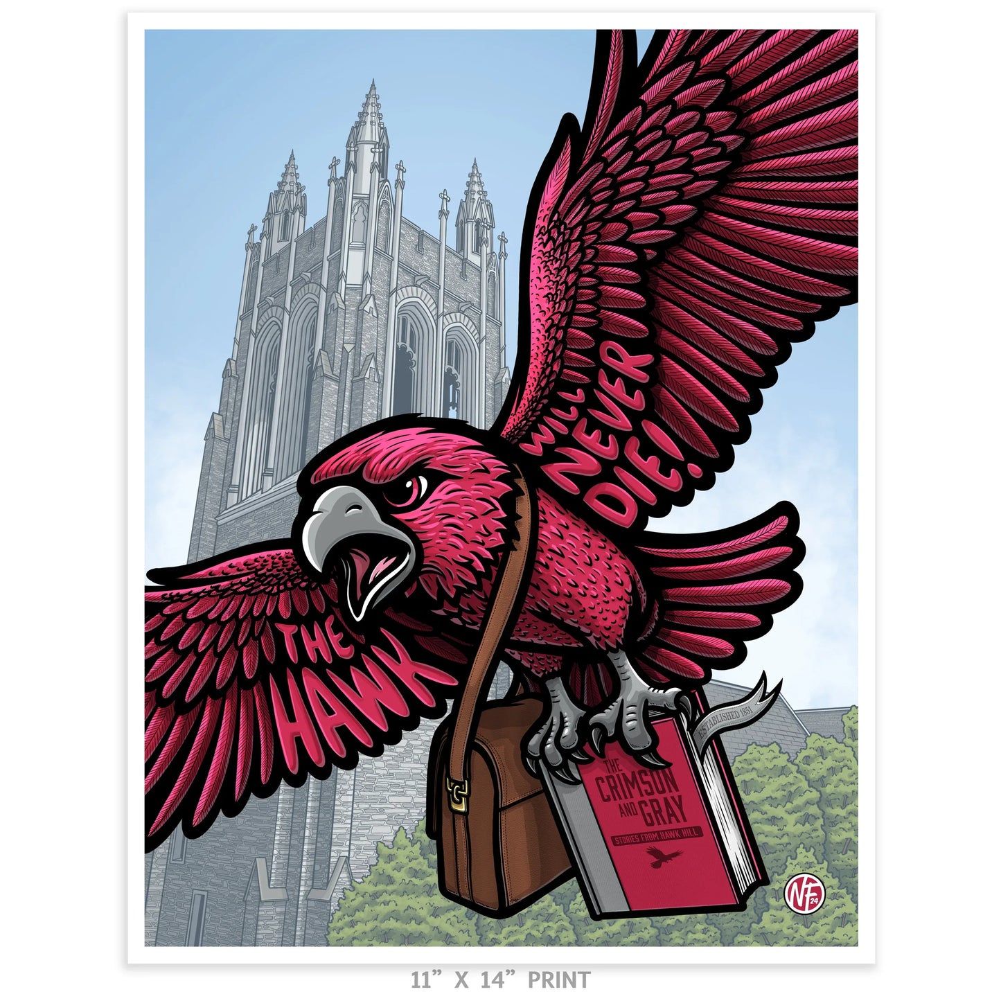 "Hawk Hill" Saint Joseph's University Limited Edition Print - Nick Fasnacht Illustration & Design