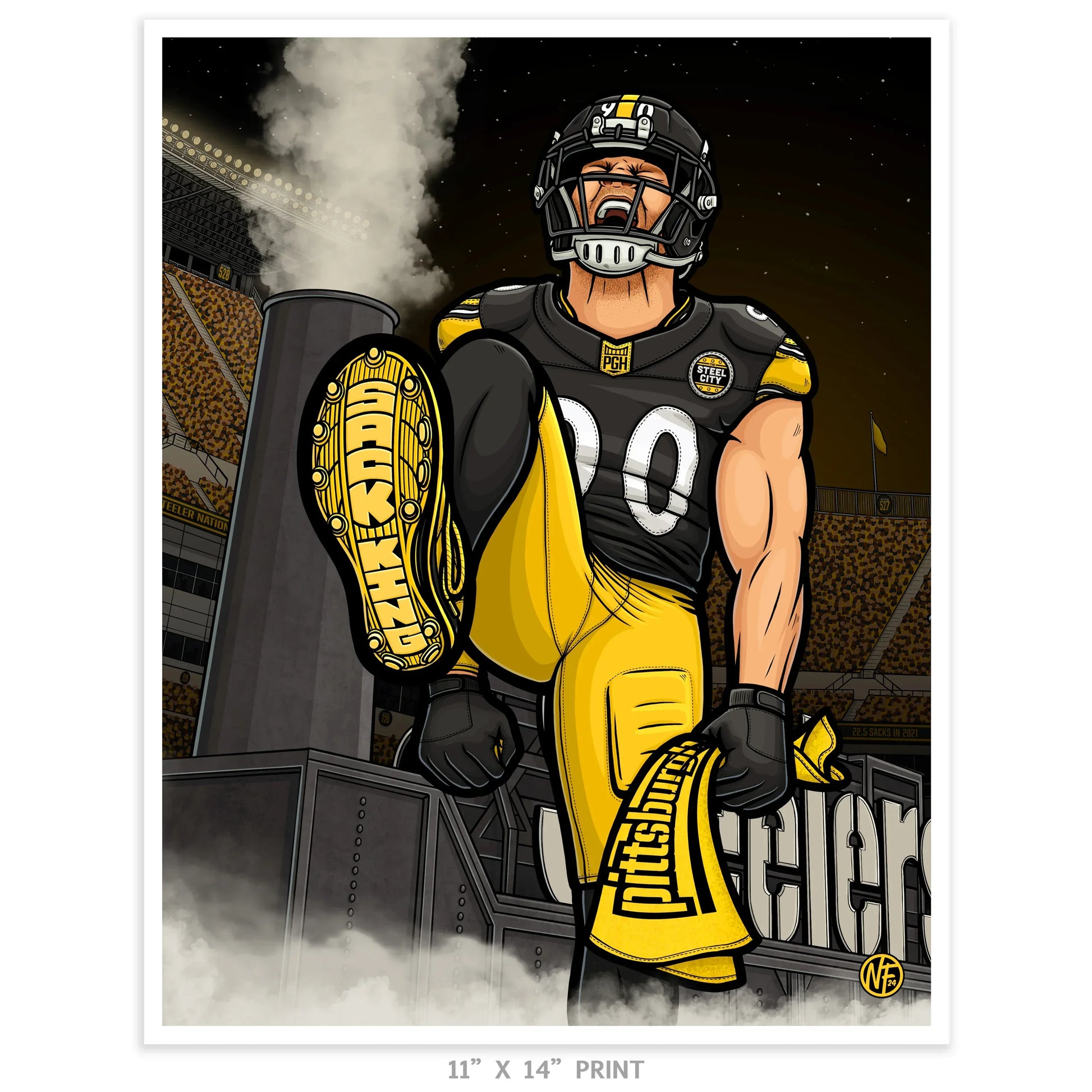 "Sack King" Pittsburgh Football Limited Edition Print - Nick Fasnacht Illustration & Design