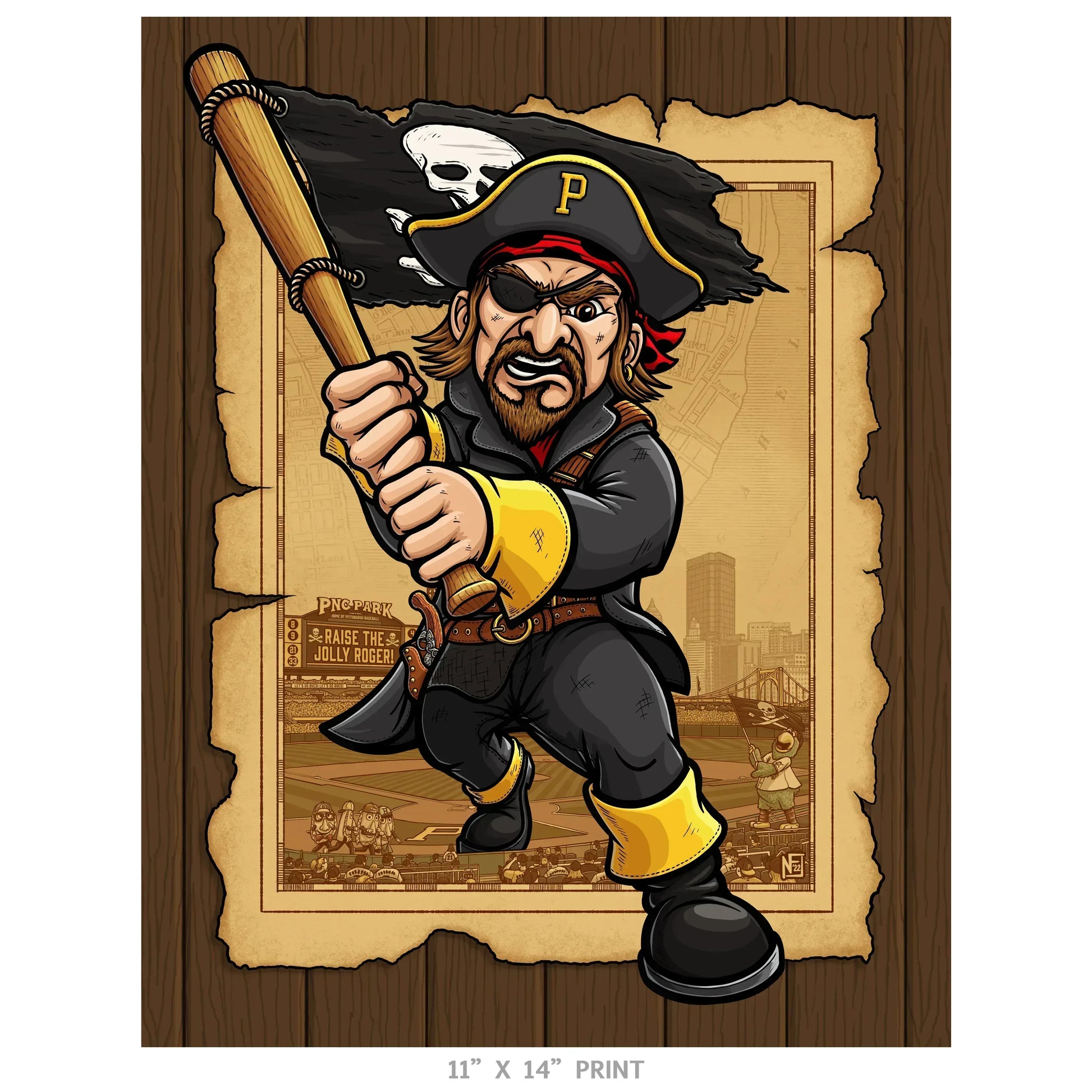 "Raise the Jolly Roger!" Pittsburgh Baseball Limited Edition Print - Nick Fasnacht Illustration & Design