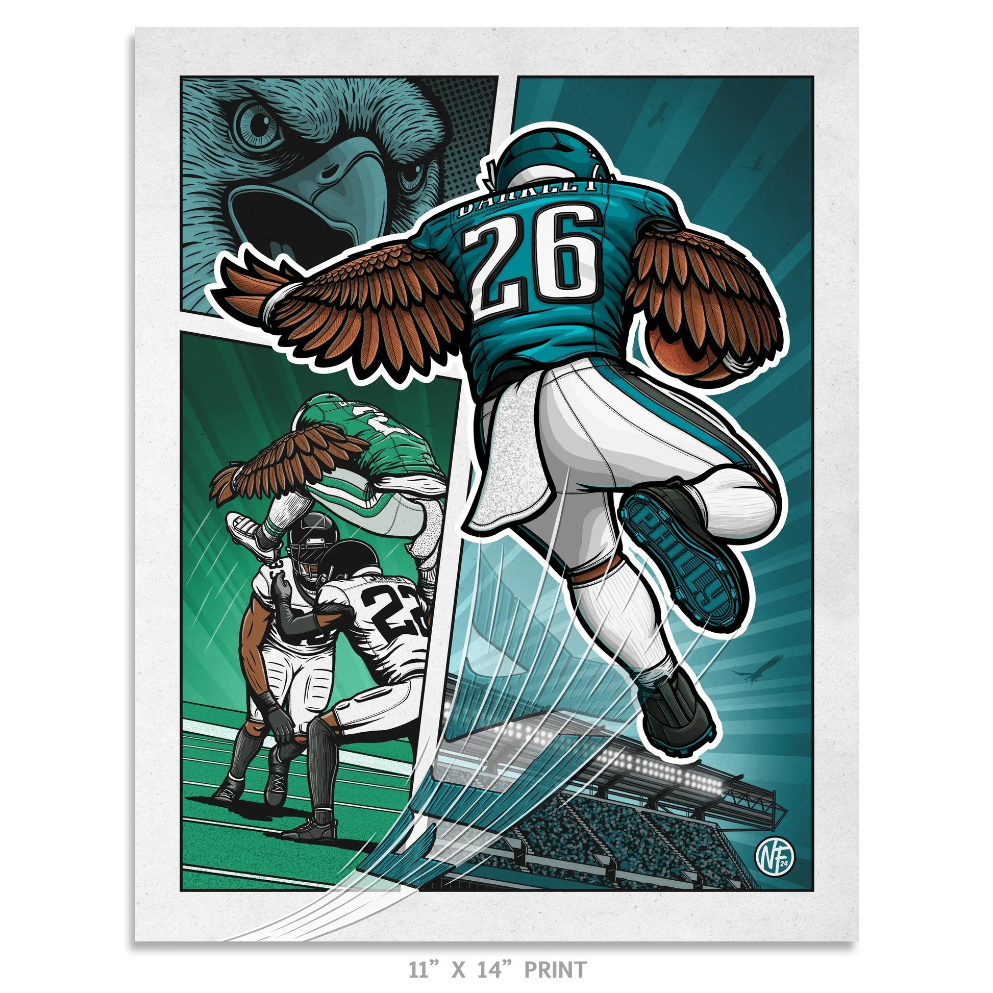 "Fly" Philadelphia Eagles Football Limited Edition Print - Nick Fasnacht Illustration & Design
