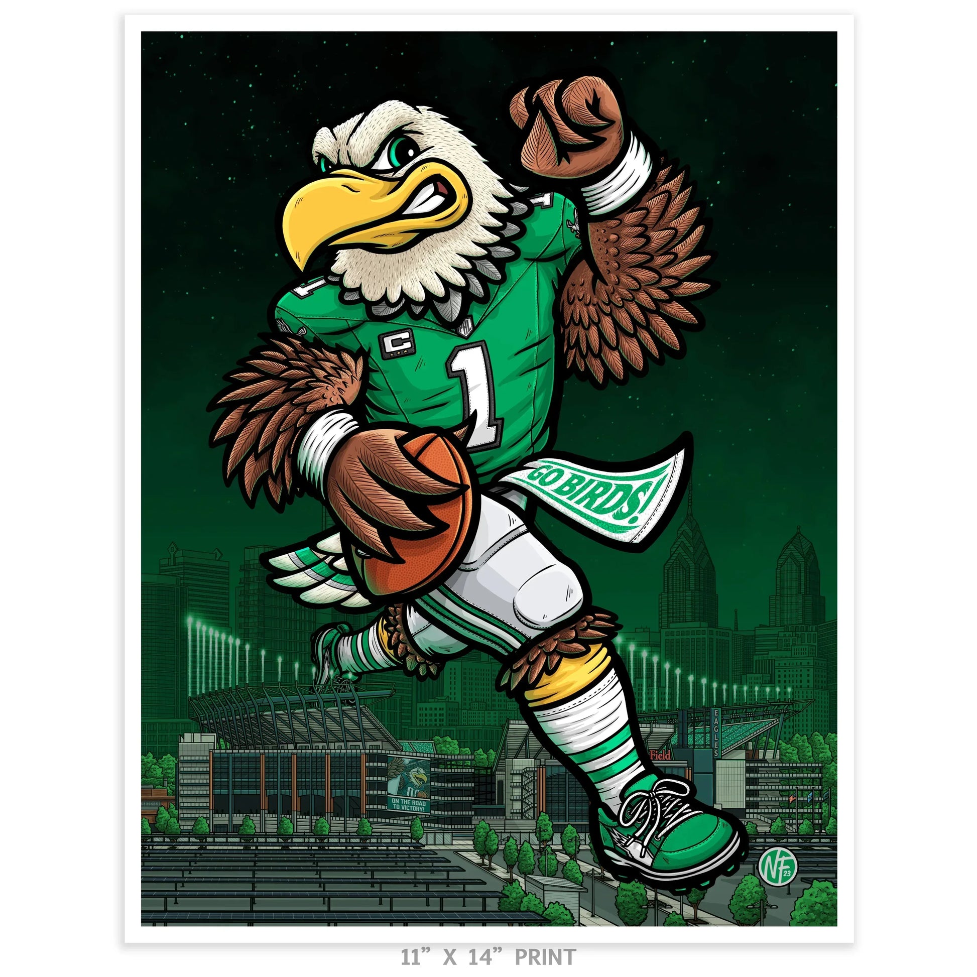 "Kelly Green" Philadelphia Eagles Football Limited Edition Print - Nick Fasnacht Illustration & Design