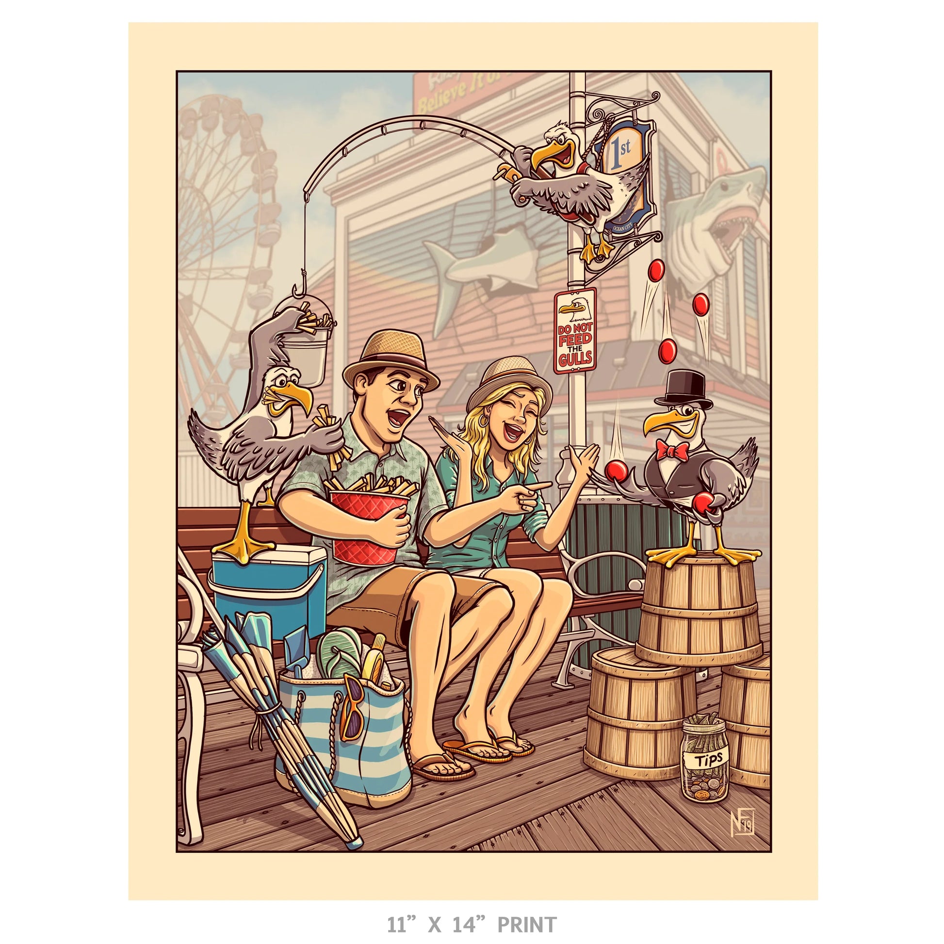 "Fry Fishing" Limited Edition Print - Nick Fasnacht Illustration & Design