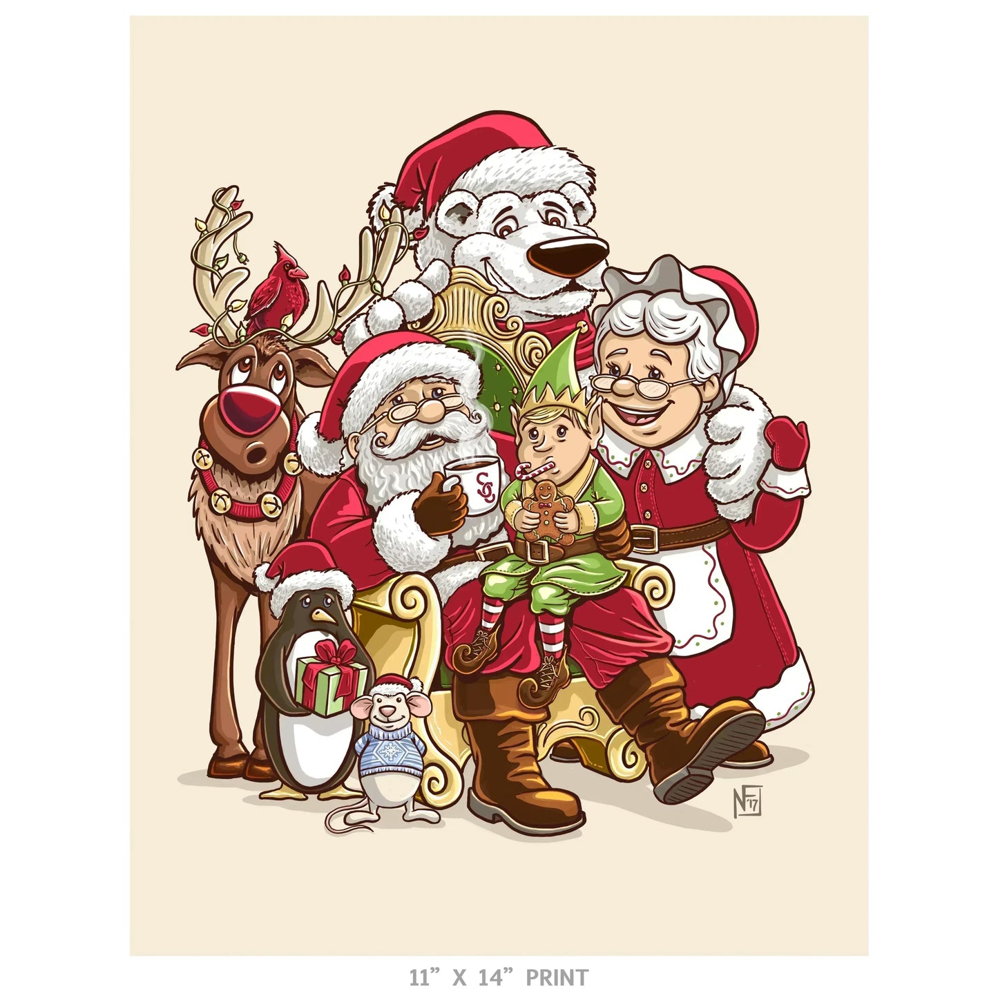 "Santa's Family Photo" Christmas Print - Nick Fasnacht Illustration & Design