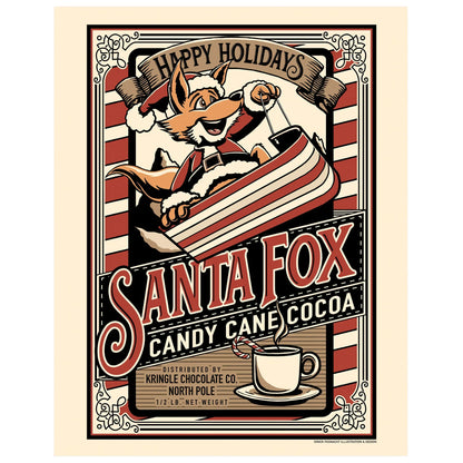"Santa Fox Candy Cane Cocoa" Christmas Print - Nick Fasnacht Illustration & Design