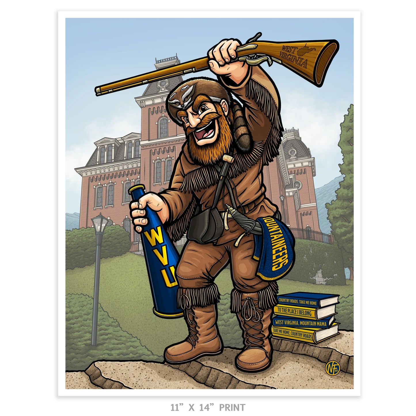 "Hail, West Virginia" West Virginia University Limited Edition Print - Nick Fasnacht Illustration & Design