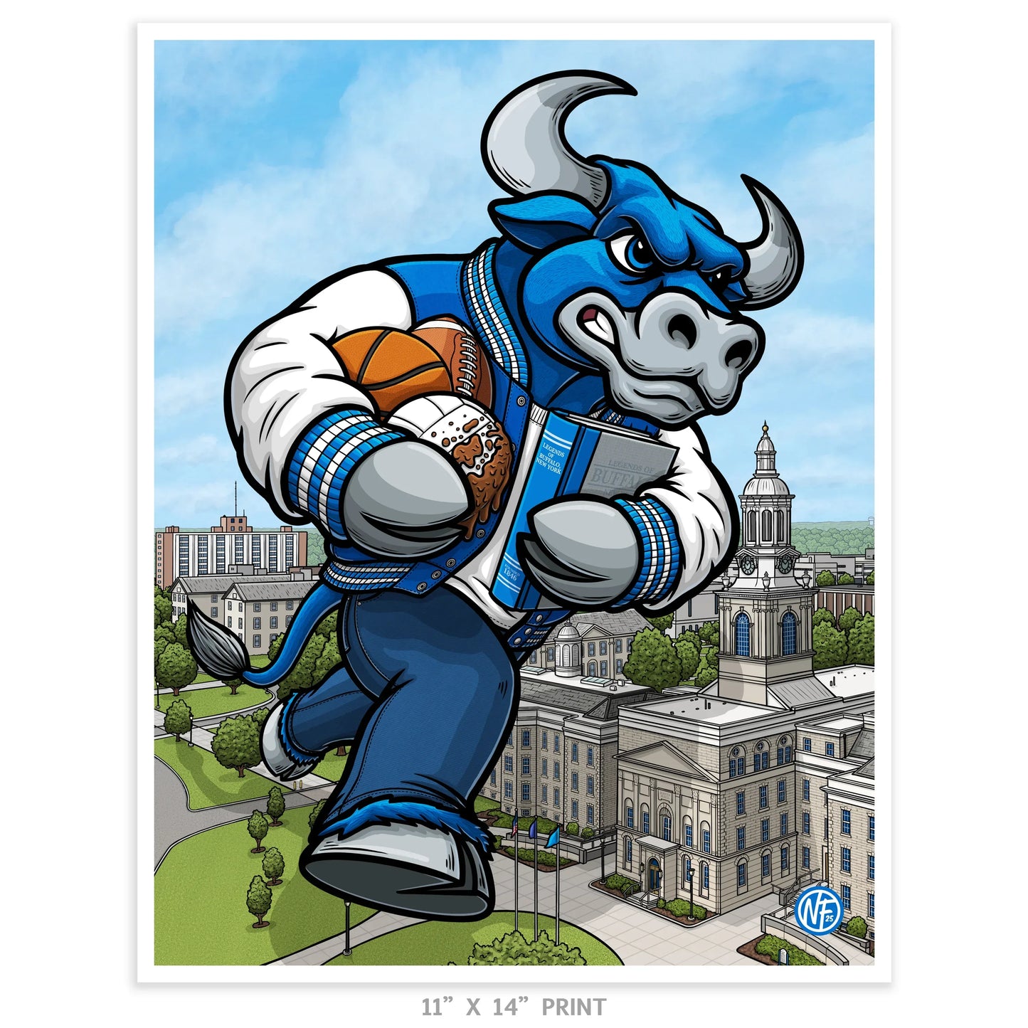 "The Bulls" University at Buffalo Limited Edition Print - Nick Fasnacht Illustration & Design