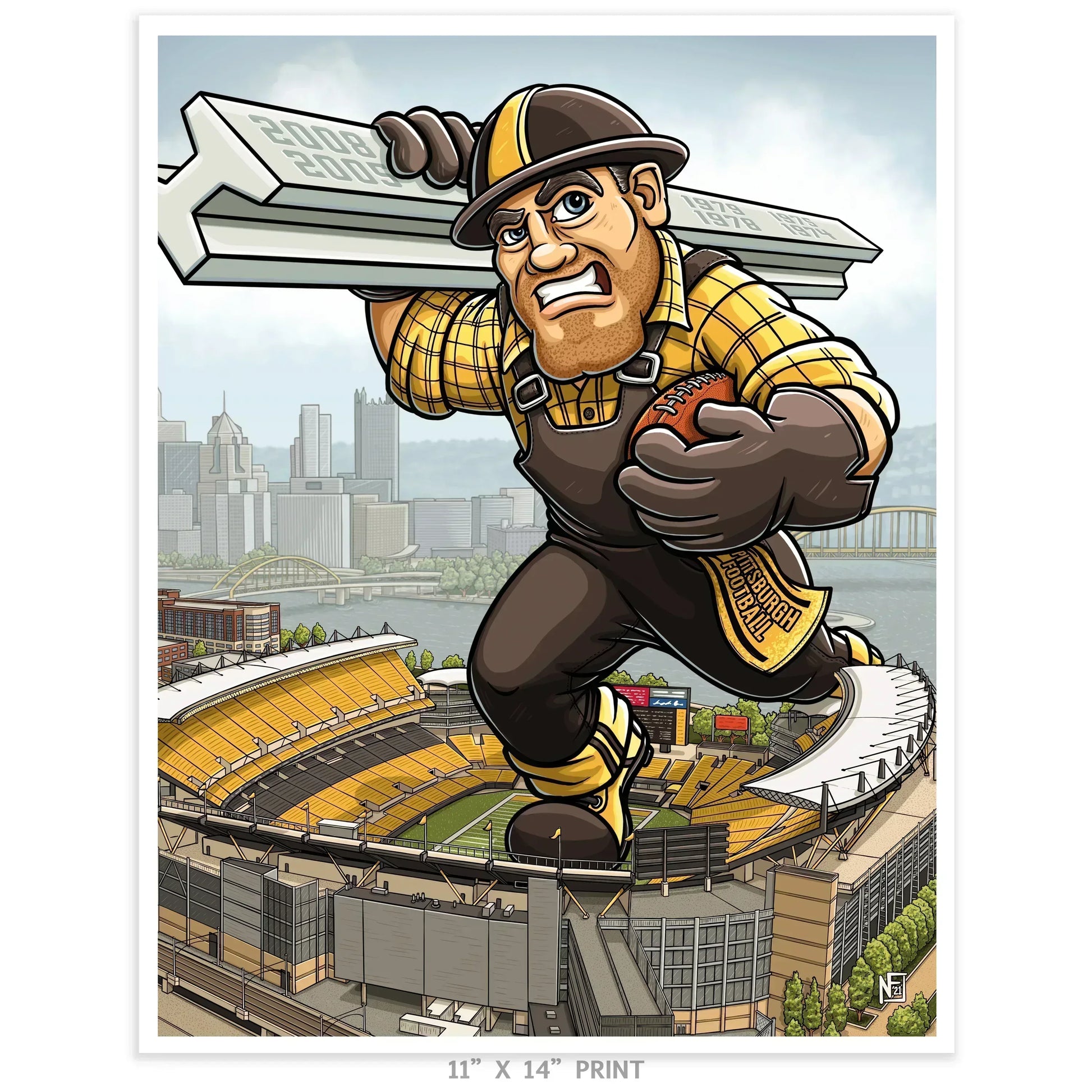 "The Black and Gold" Pittsburgh Football Limited Edition Print - Nick Fasnacht Illustration & Design