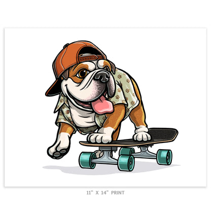 "Shred" English Bulldog Limited Edition Print - Nick Fasnacht Illustration & Design