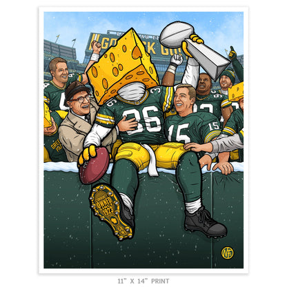 "The Leap" Green Bay Football Print - Nick Fasnacht Illustration & Design