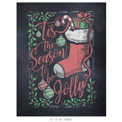 "Tis the Season" Christmas Chalkboard Print - Nick Fasnacht Illustration & Design