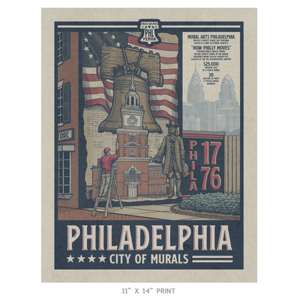 Philadelphia City of Murals Travel Poster Limited Edition Print - Nick Fasnacht Illustration & Design