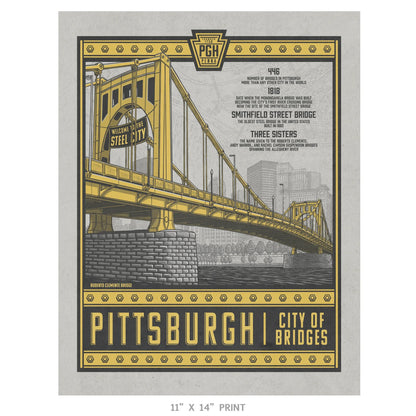 Pittsburgh City of Bridges Travel Poster Limited Edition Print - Nick Fasnacht Illustration & Design