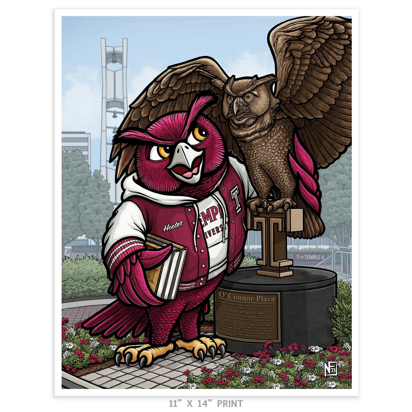 "T for Temple U" Temple University Limited Edition Print - Nick Fasnacht Illustration & Design