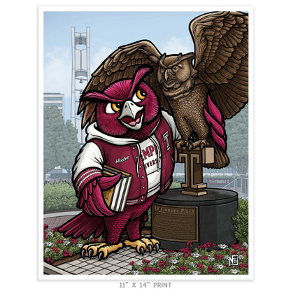 "T for Temple U" Temple University Limited Edition Print - Nick Fasnacht Illustration & Design