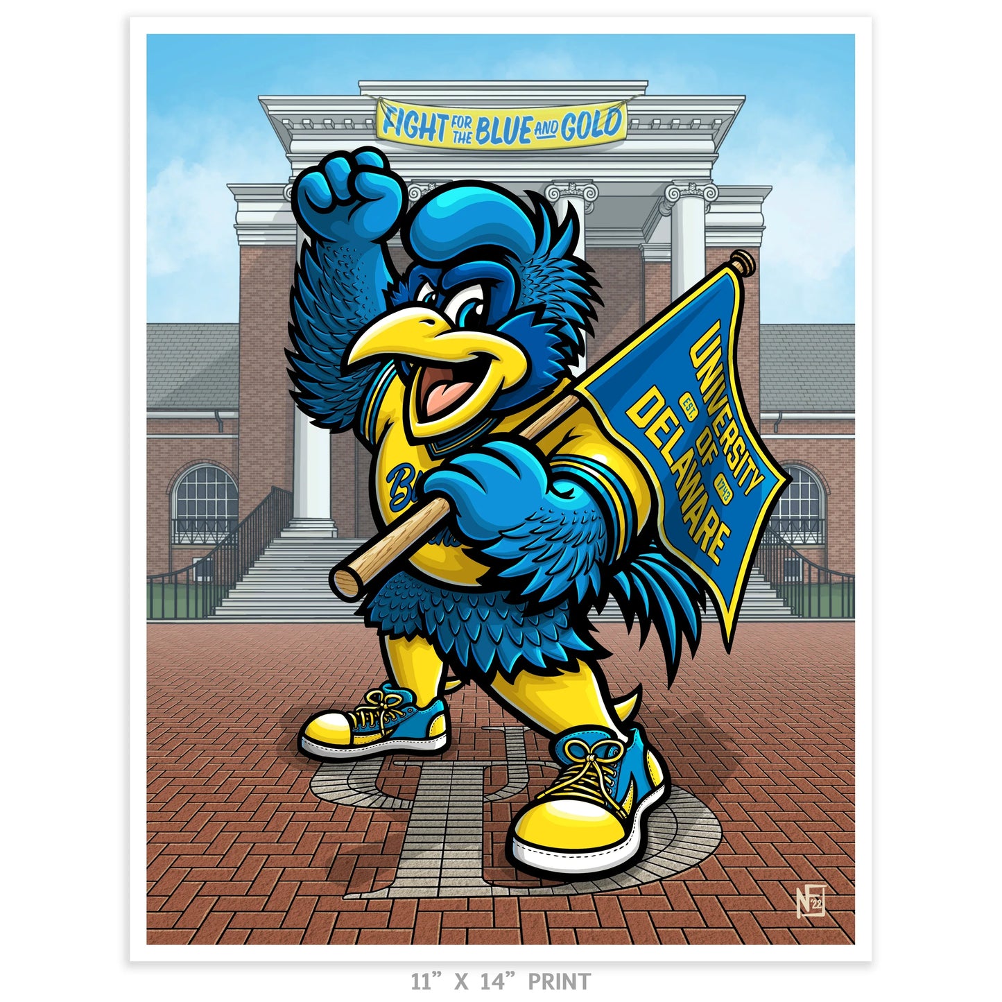 "Fight for the Blue and Gold" University of Delaware Limited Edition Print - Nick Fasnacht Illustration & Design
