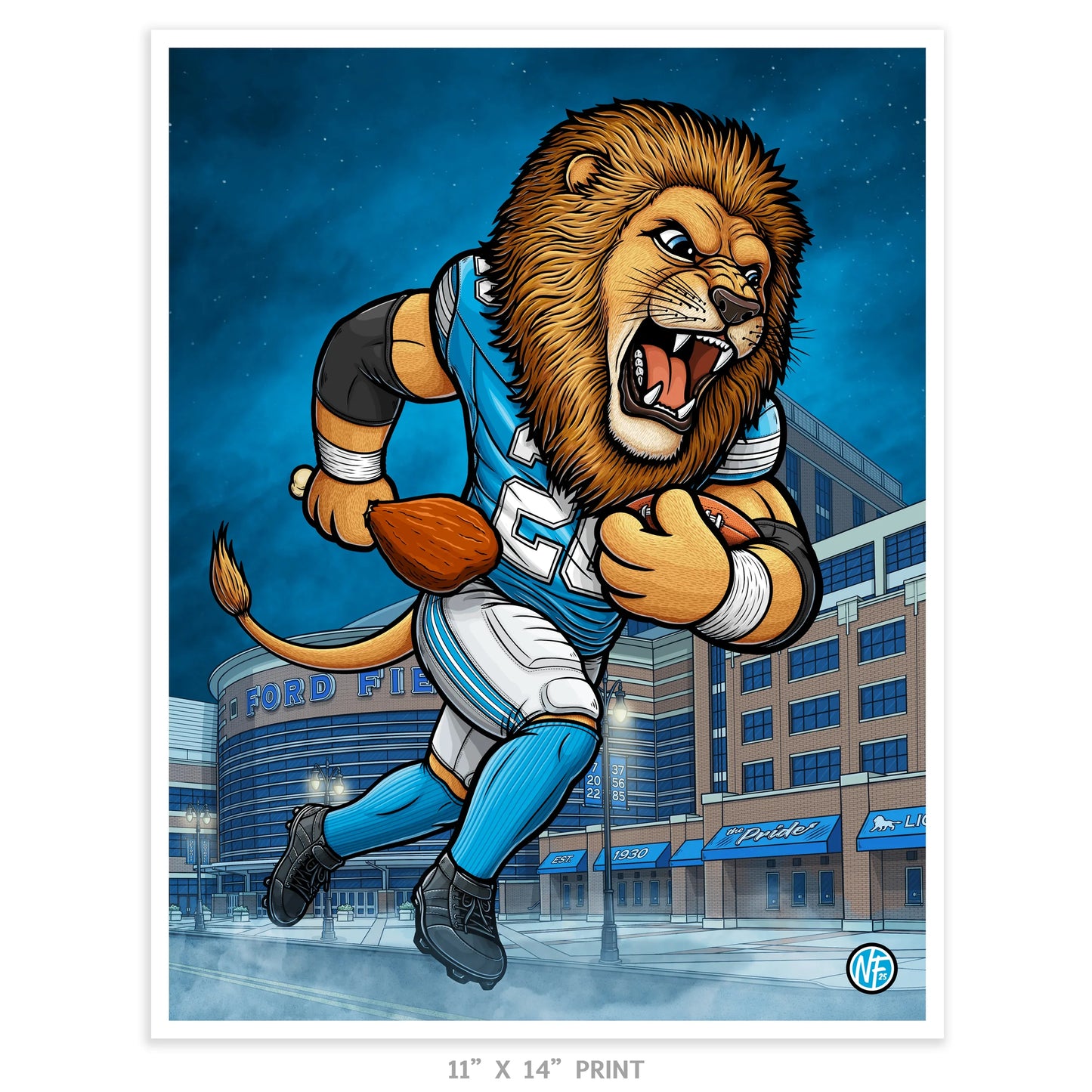 "The Pride" Detroit Football Print - Nick Fasnacht Illustration & Design