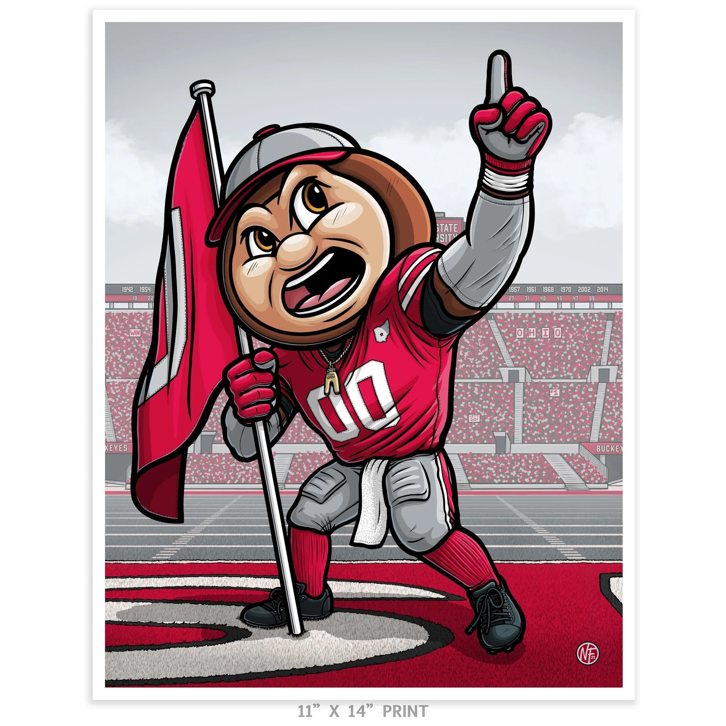 "O-H-I-O!" Ohio State University Limited Edition Print - Nick Fasnacht Illustration & Design