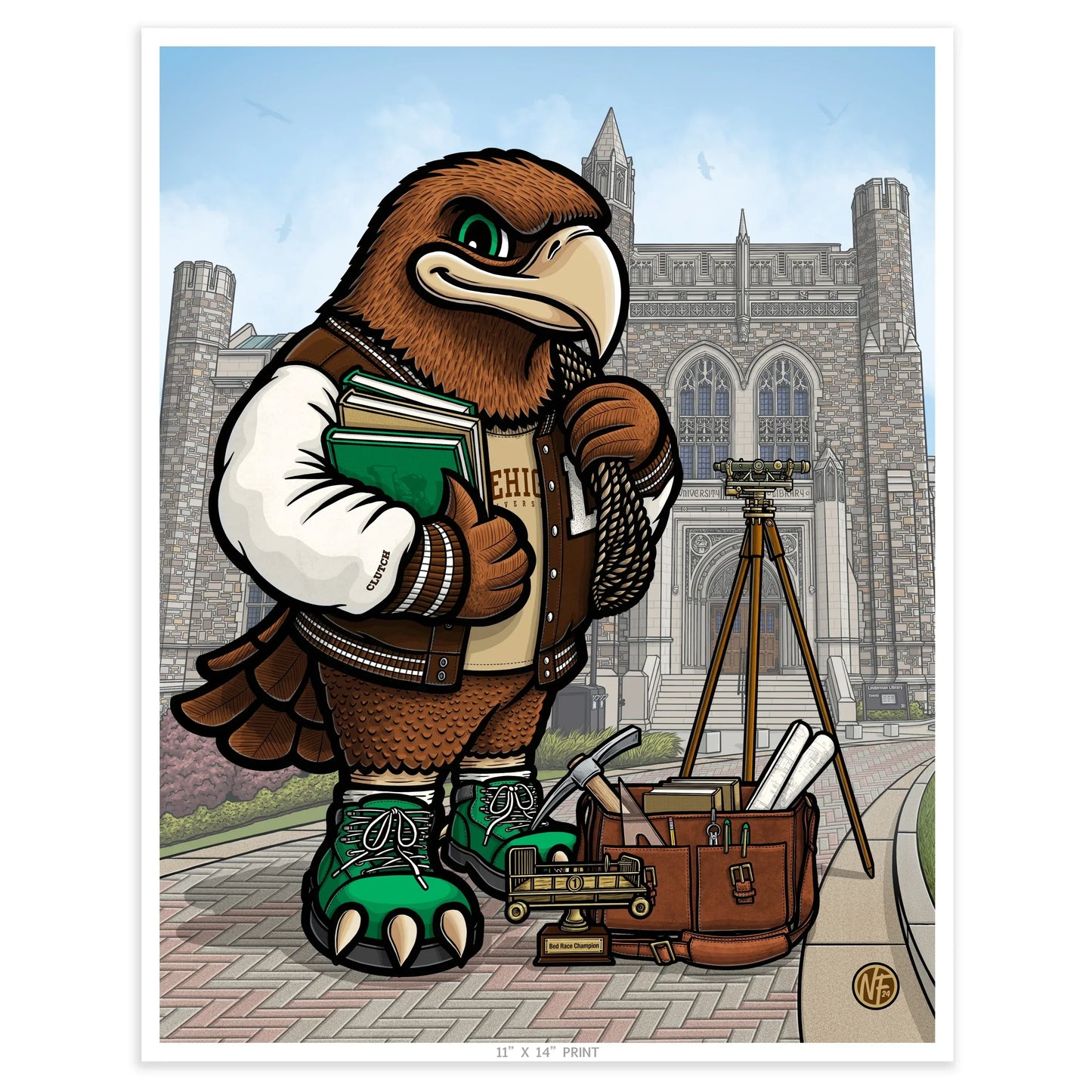 "The Brown and White" Lehigh University Limited Edition Print - Nick Fasnacht Illustration & Design