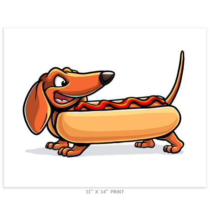 "Hot Dog" Dachshund Limited Edition Print - Nick Fasnacht Illustration & Design