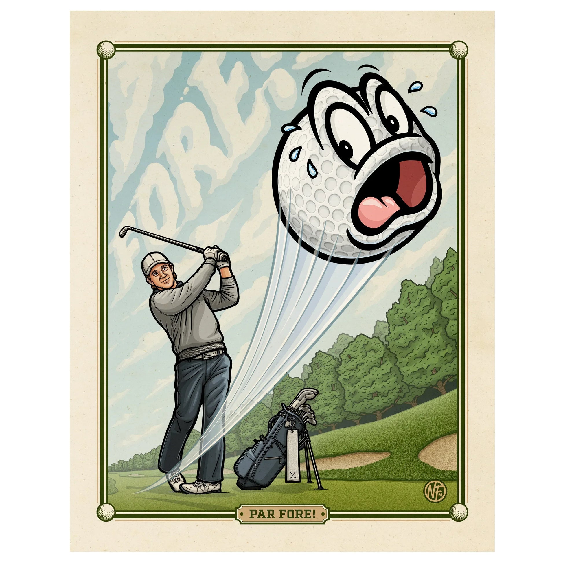 "Par FORE!" Golf Limited Edition Print - Nick Fasnacht Illustration & Design