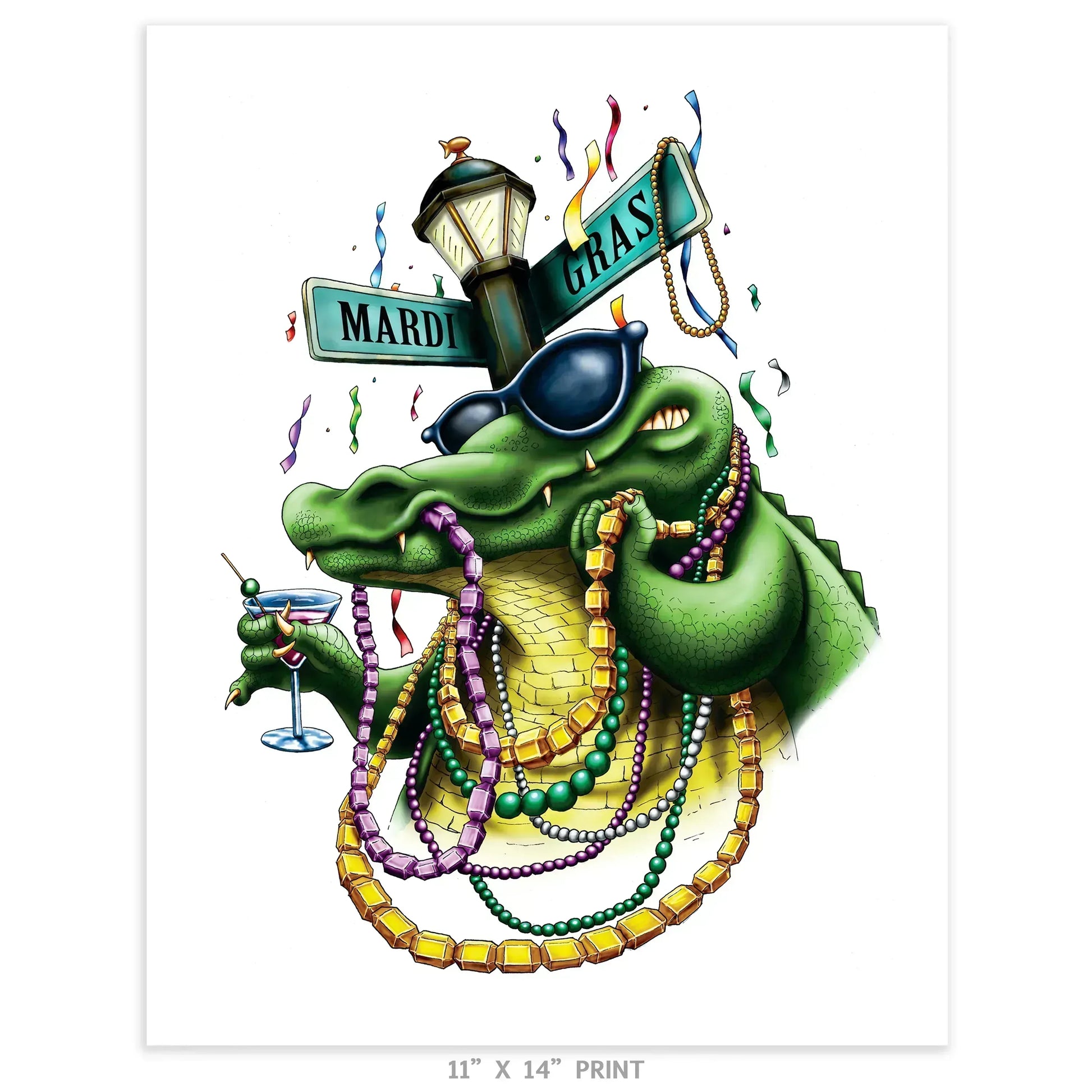 "Mardis Gras Gator" Limited Edition Print - Nick Fasnacht Illustration & Design