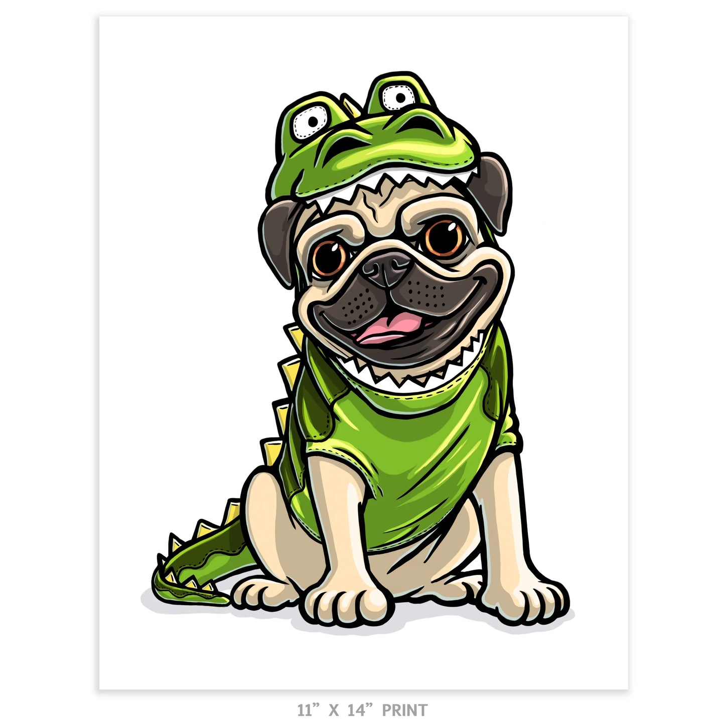 "Pugzilla" Pug Limited Edition Print - Nick Fasnacht Illustration & Design