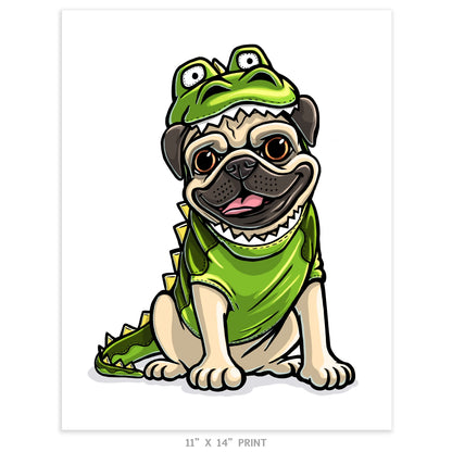 "Pugzilla" Pug Limited Edition Print - Nick Fasnacht Illustration & Design