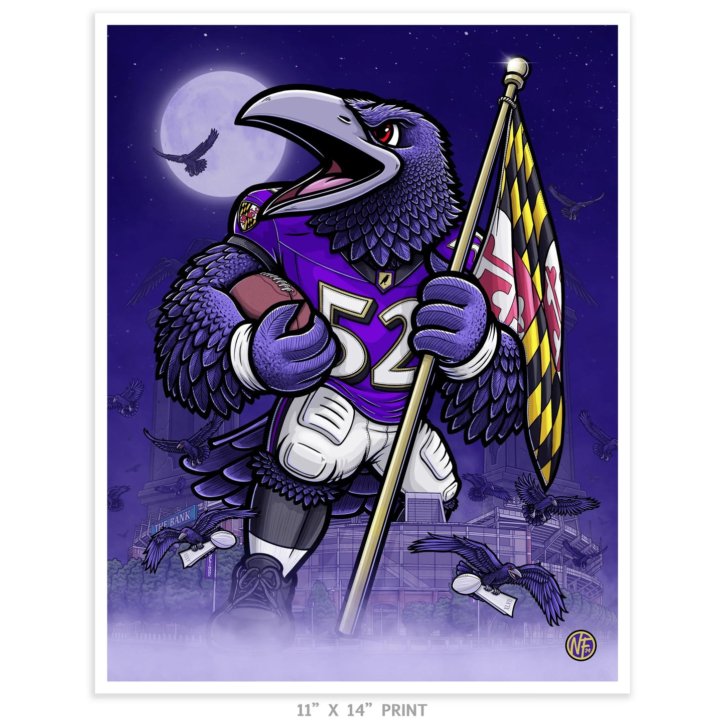 "Flock" Baltimore Ravens Limited Edition Print - Nick Fasnacht Illustration & Design