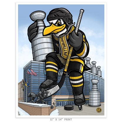 "Let's Go Pens!" Hockey Limited Edition Print - Nick Fasnacht Illustration & Design