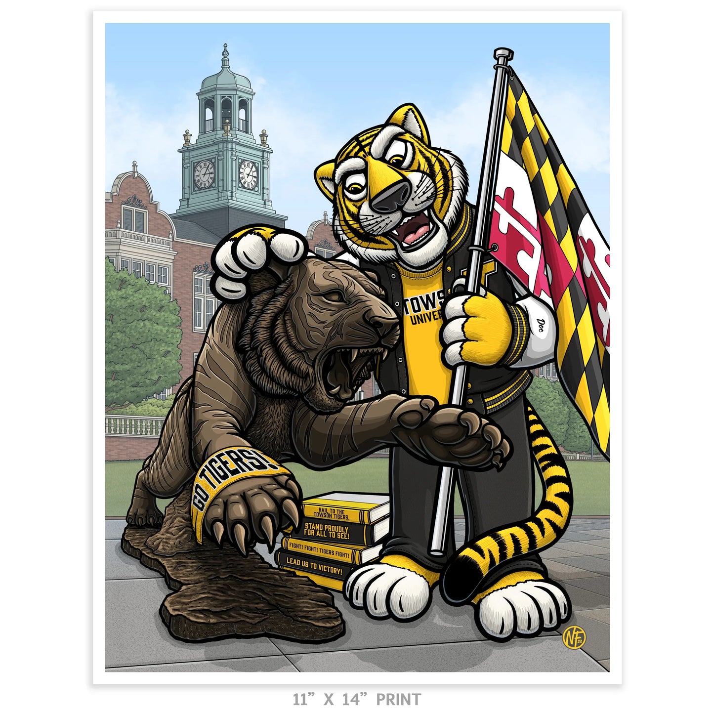 "Fight! Fight! Tigers Fight!" Towson University Limited Edition Print - Nick Fasnacht Illustration & Design