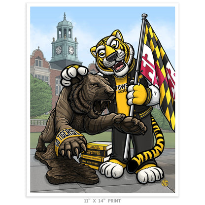 "Fight! Fight! Tigers Fight!" Towson University Limited Edition Print - Nick Fasnacht Illustration & Design