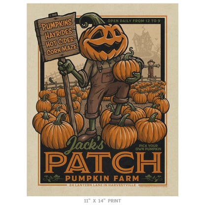 "Jack's Patch Pumpkin Farm" Halloween Print - Nick Fasnacht Illustration & Design