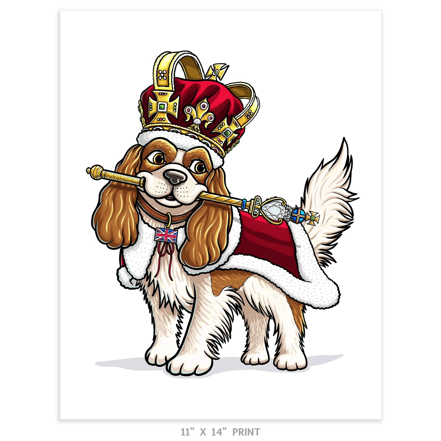 "Royalty" King Charles Cavalier Spaniel Limited Edition Print - Nick Fasnacht Illustration & Design