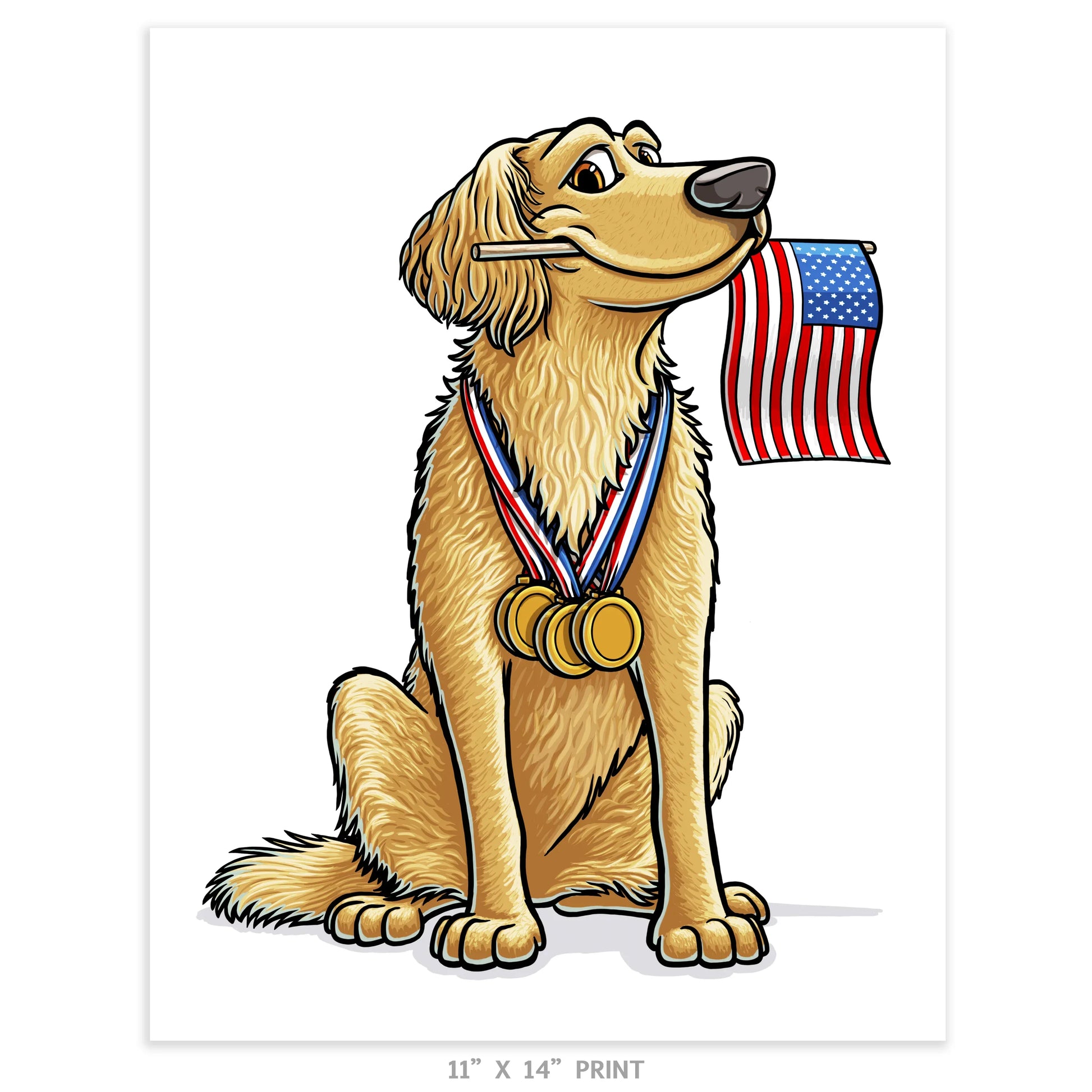 "Golden" Golden Retriever Limited Edition Print - Nick Fasnacht Illustration & Design