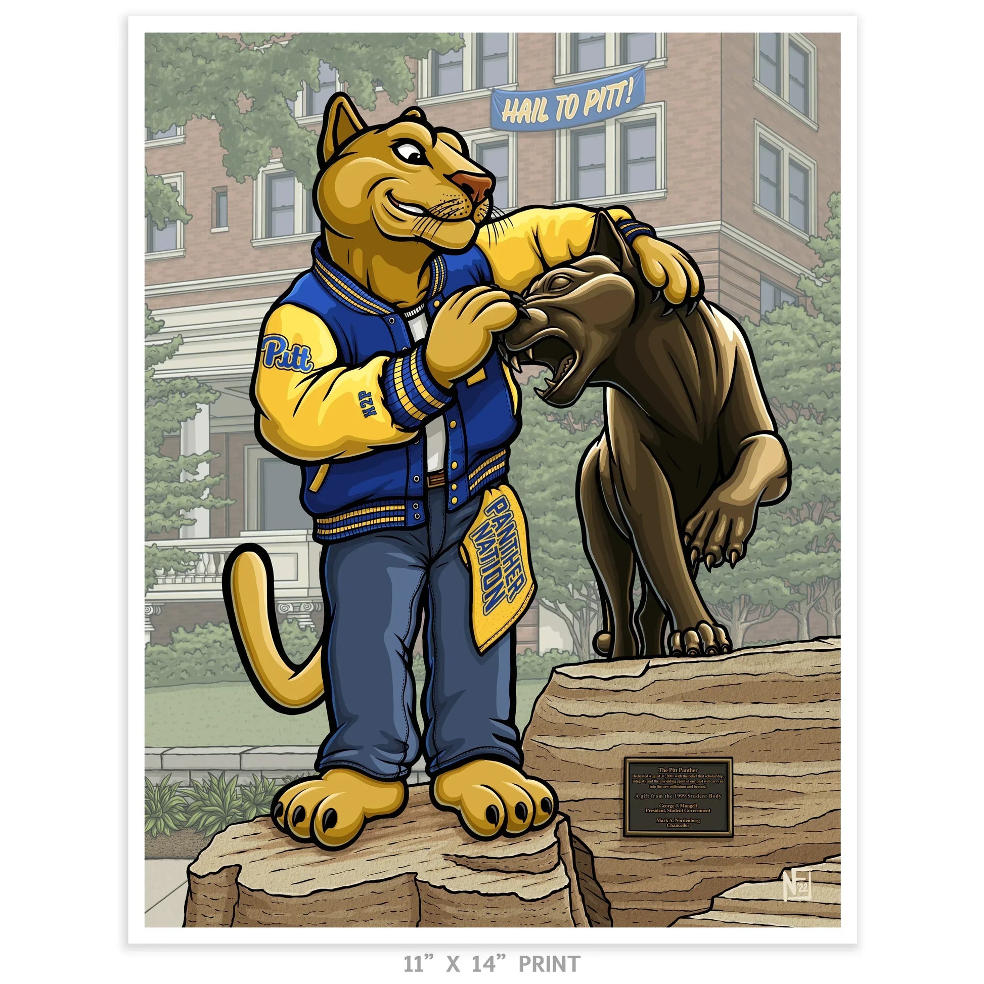 "Hail to Pitt" University of Pittsburgh Limited Edition Print - Nick Fasnacht Illustration & Design