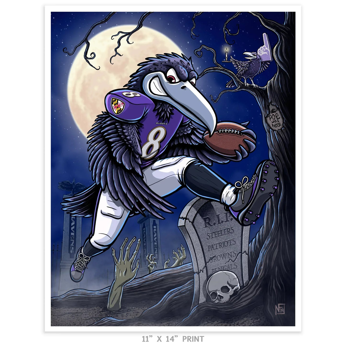 "Nevermore" Ravens Football Limited Edition Print - Nick Fasnacht Illustration & Design