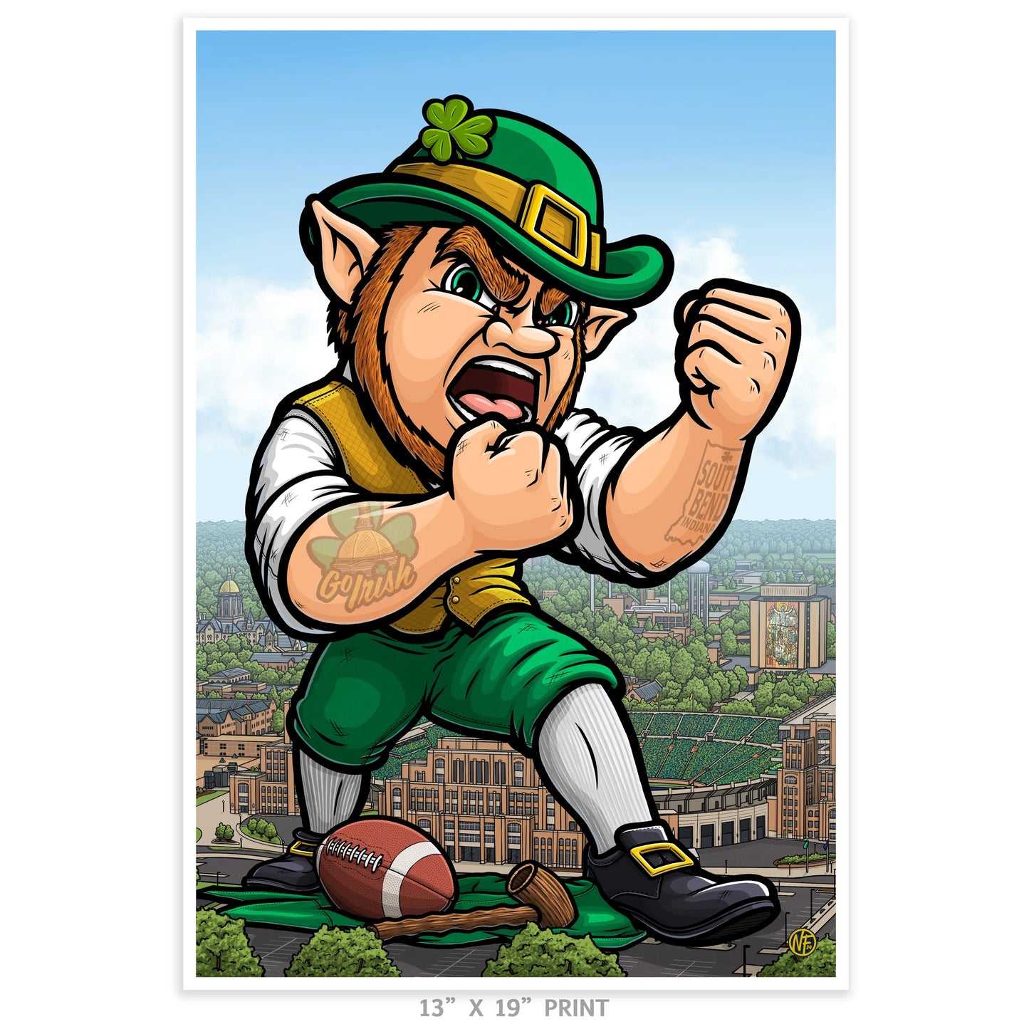 "Go Irish!" University of Notre Dame Limited Edition Print - Nick Fasnacht Illustration & Design
