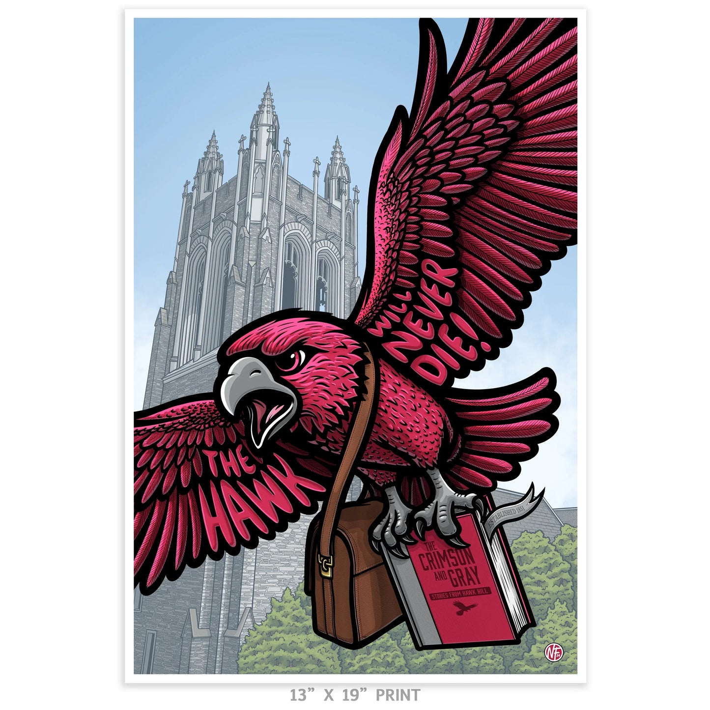 "Hawk Hill" Saint Joseph's University Limited Edition Print - Nick Fasnacht Illustration & Design